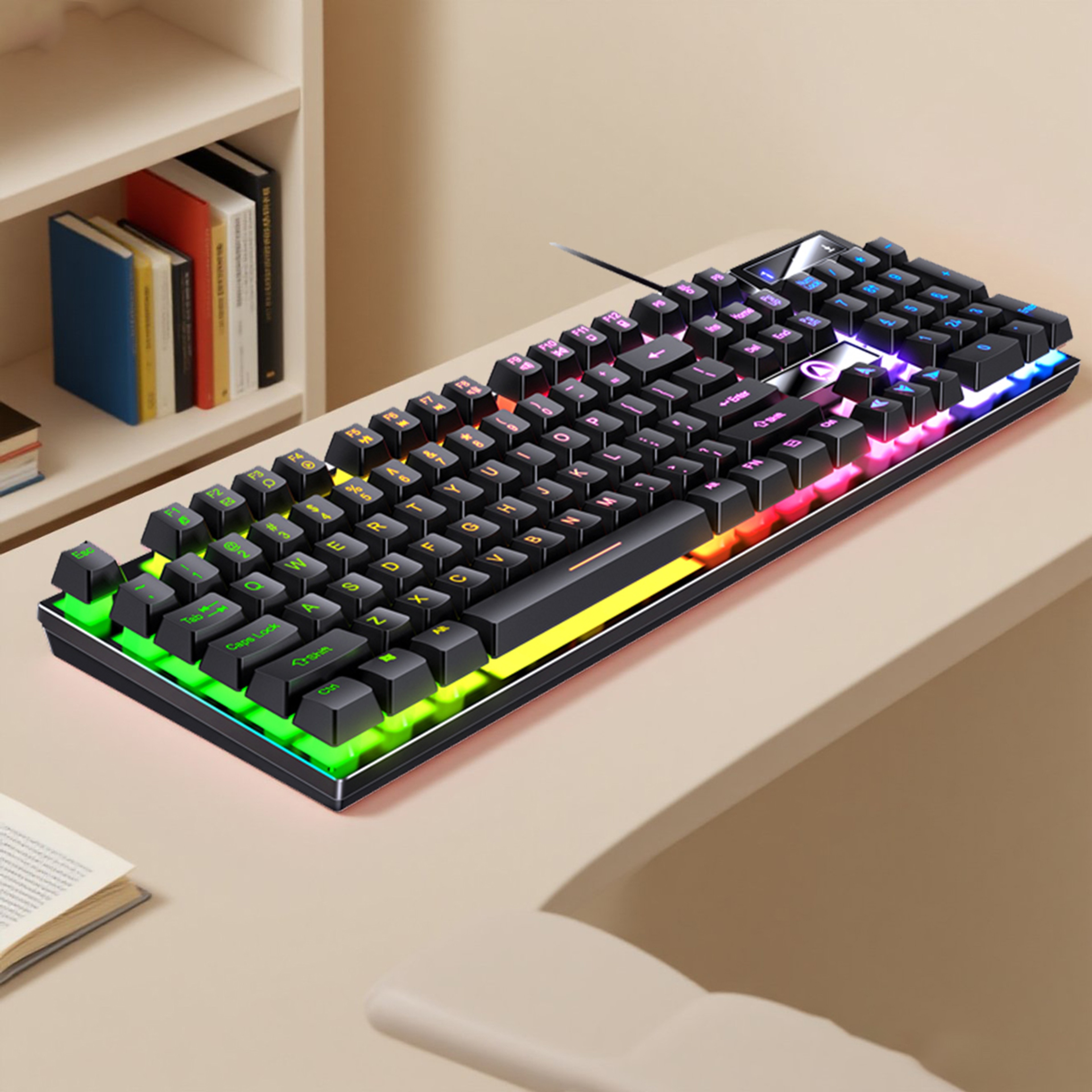 Low Profile Wired Gaming Keyboard With Numpad Full Size USB Keyboard For PC Laptop  Office 1