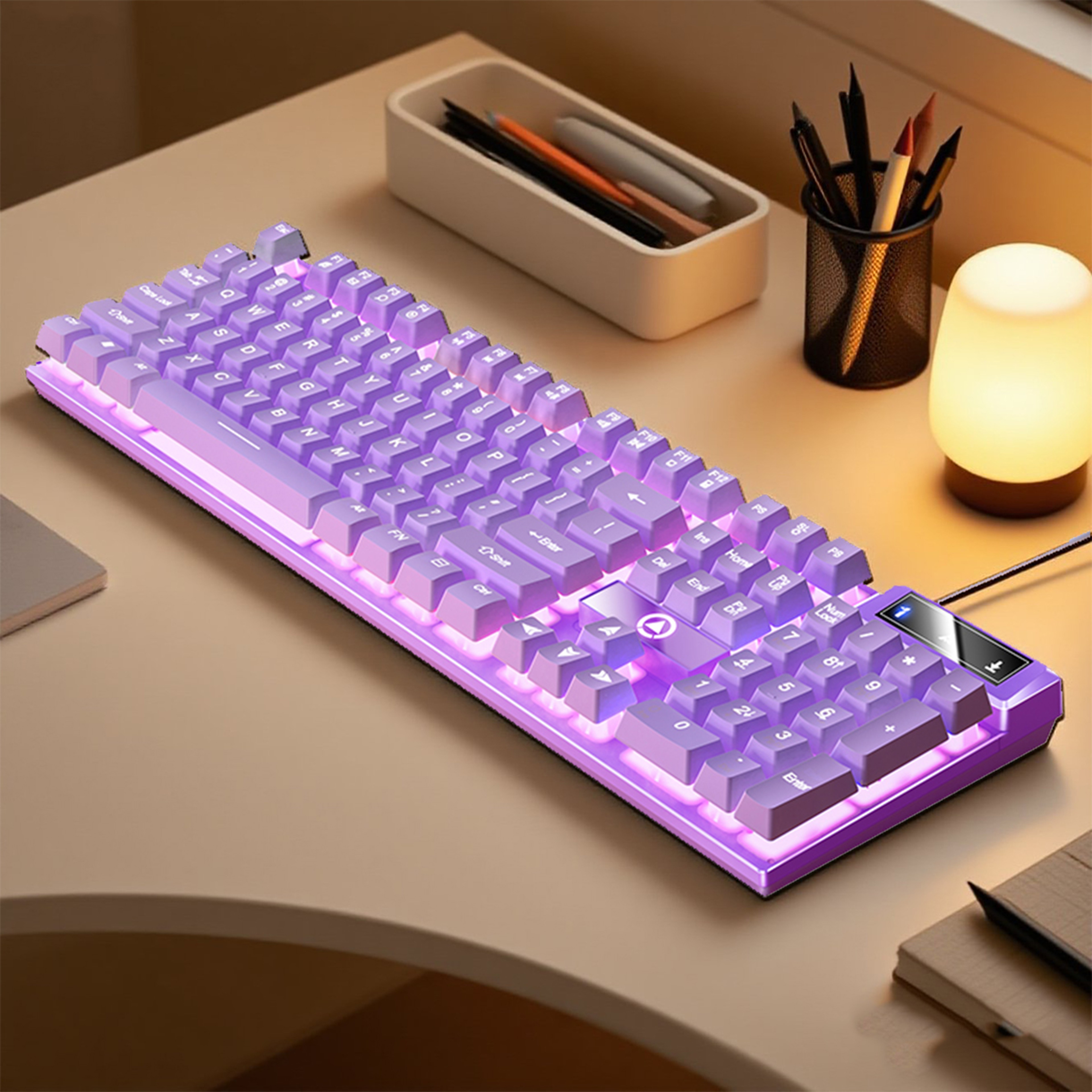 Low Profile Wired Gaming Keyboard With Numpad Full Size USB Keyboard For PC Laptop  Office 6