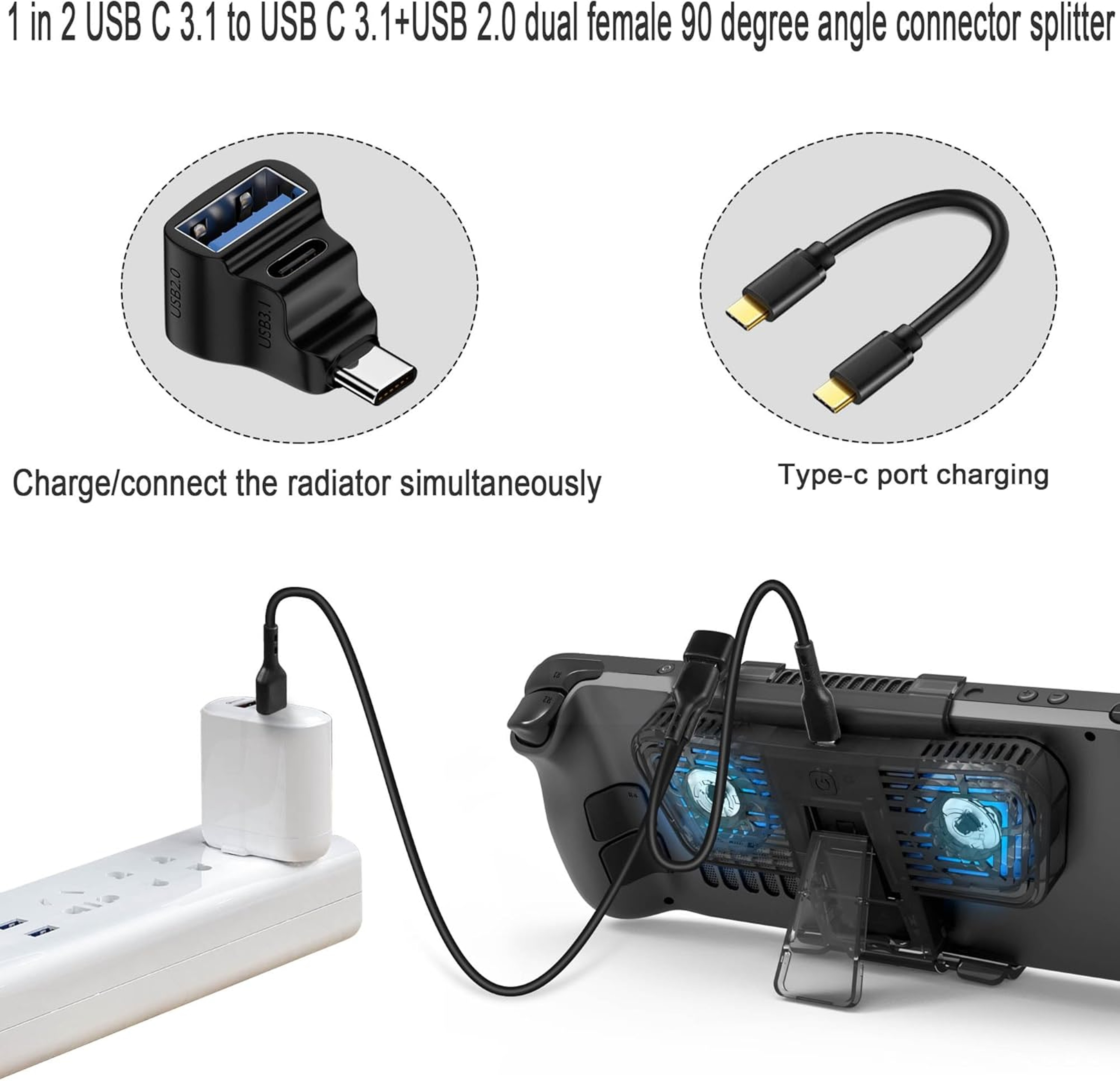 USB C To USB C  USB A Adapter For Steam Deck Laptops And Tablets 4