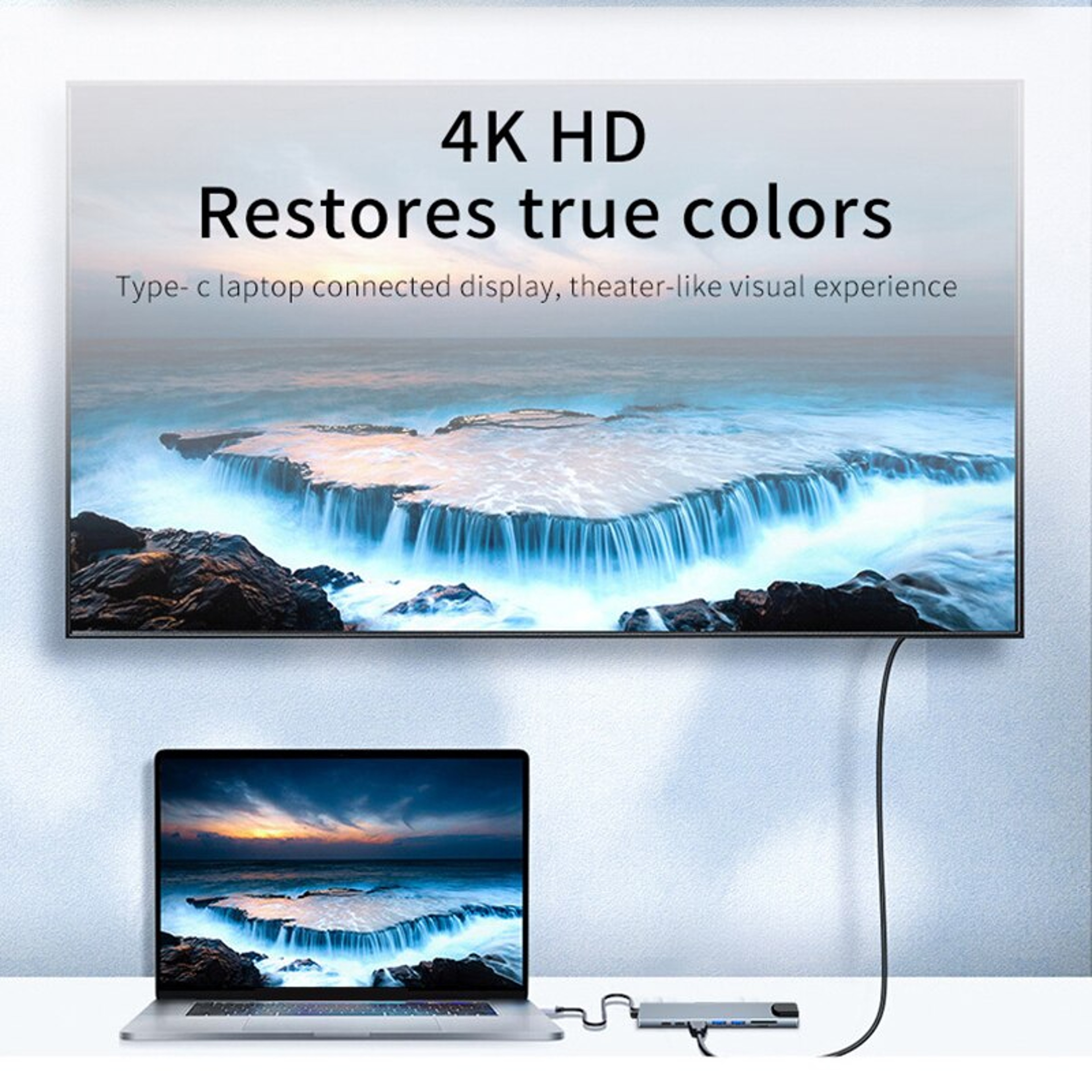 USB C Hub With 4K HDMI Ethernet SD TF Card Reader And PD Charging Adapter 2