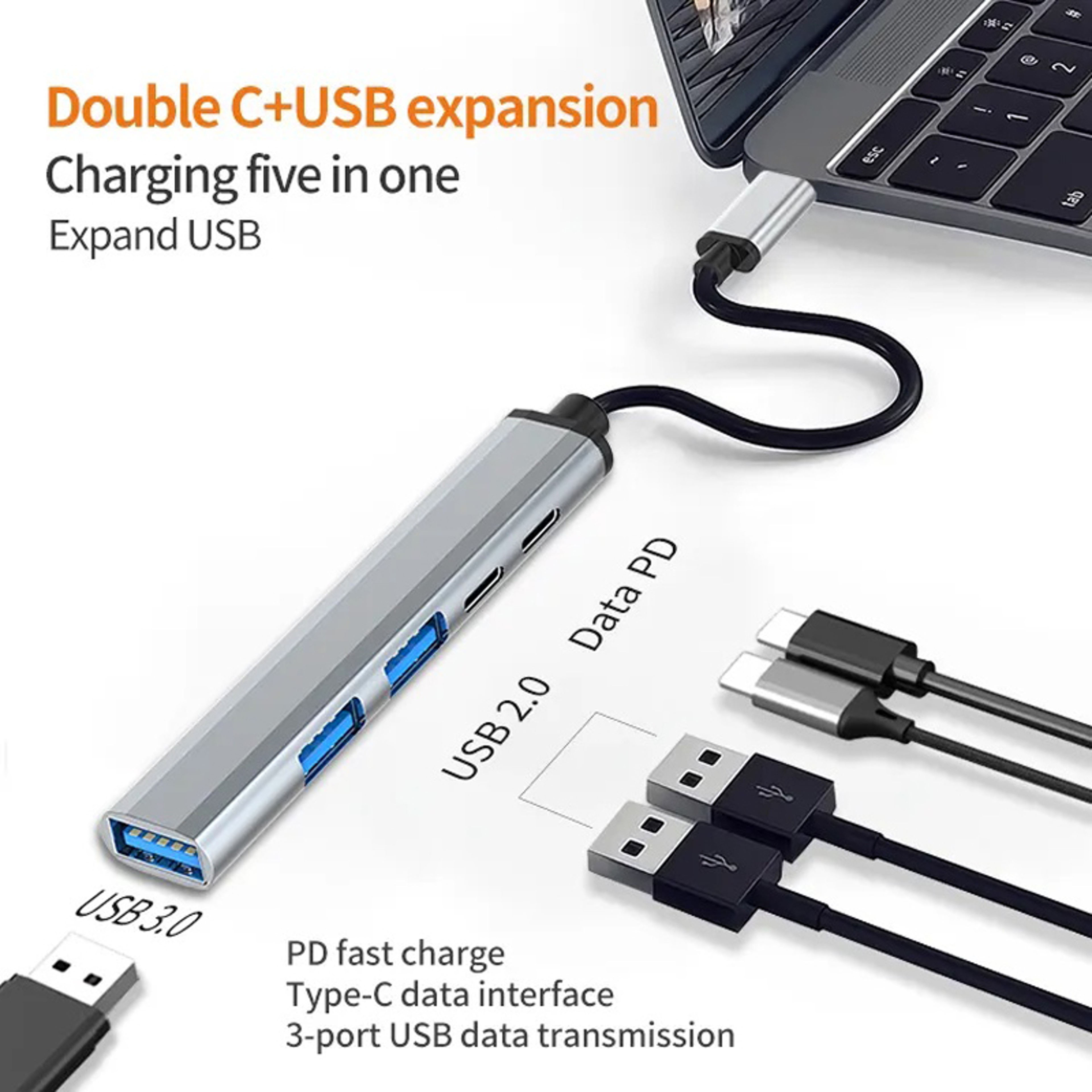 USB C Hub With PD Fast Charging USB Docking Station For MacBook Pro Mac Mini Laptop 4