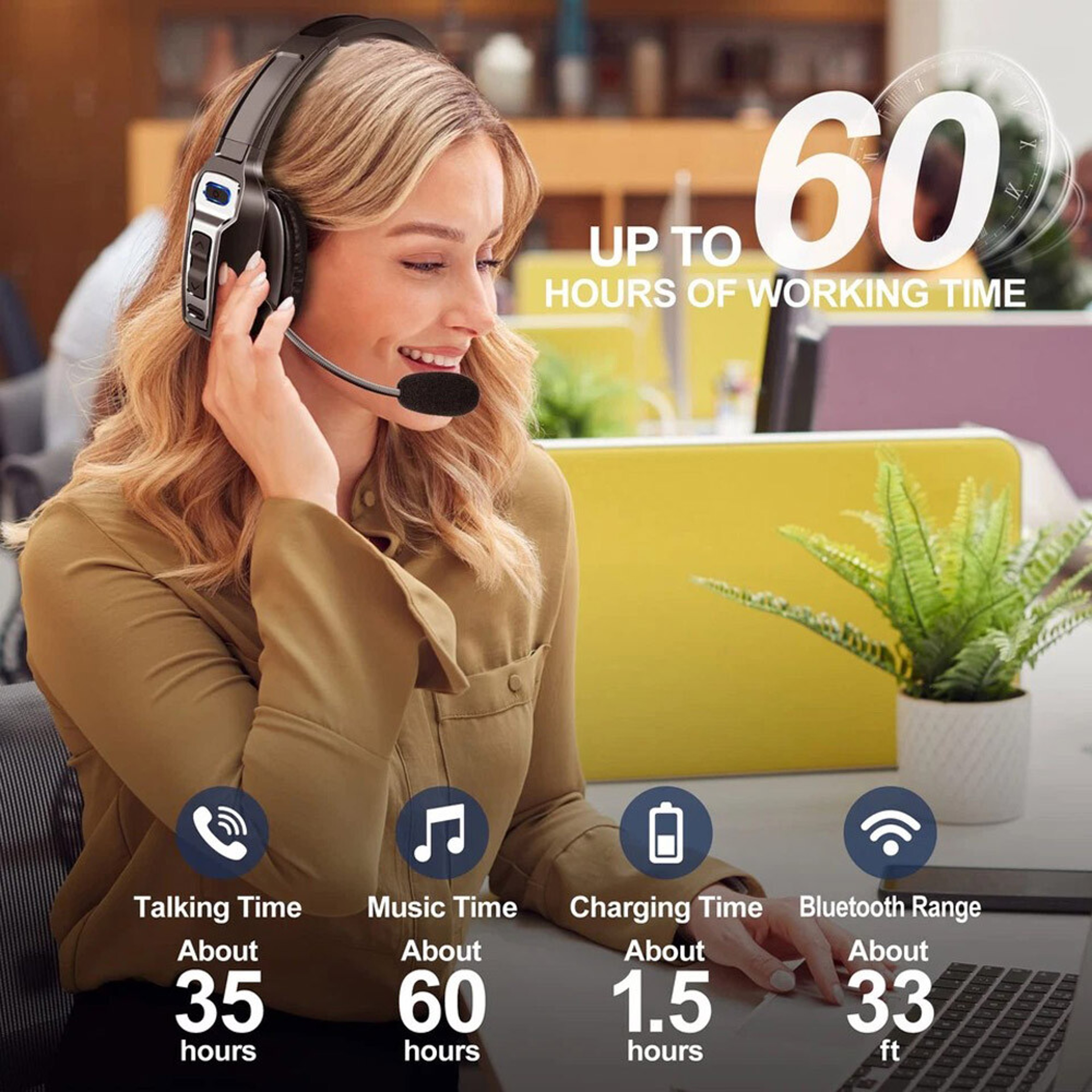 Bluetooth Trucker Headset Wireless Bluetooth Noise Cancelling Microphone For PC And Mobile Phones 1
