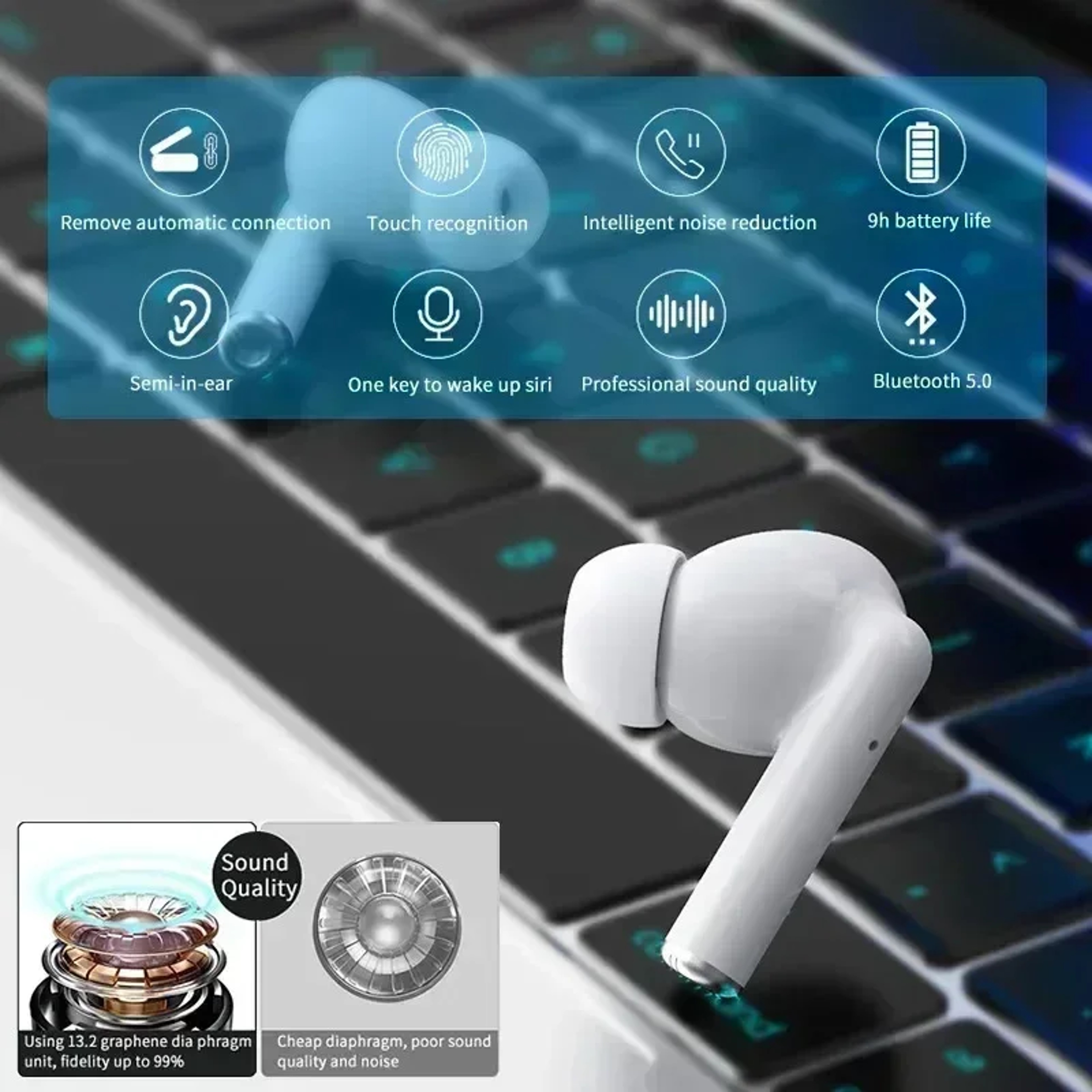 Wireless Bluetooth Earbuds Waterproof Headset with Mic Pro Bluetooth Earphones – view 4