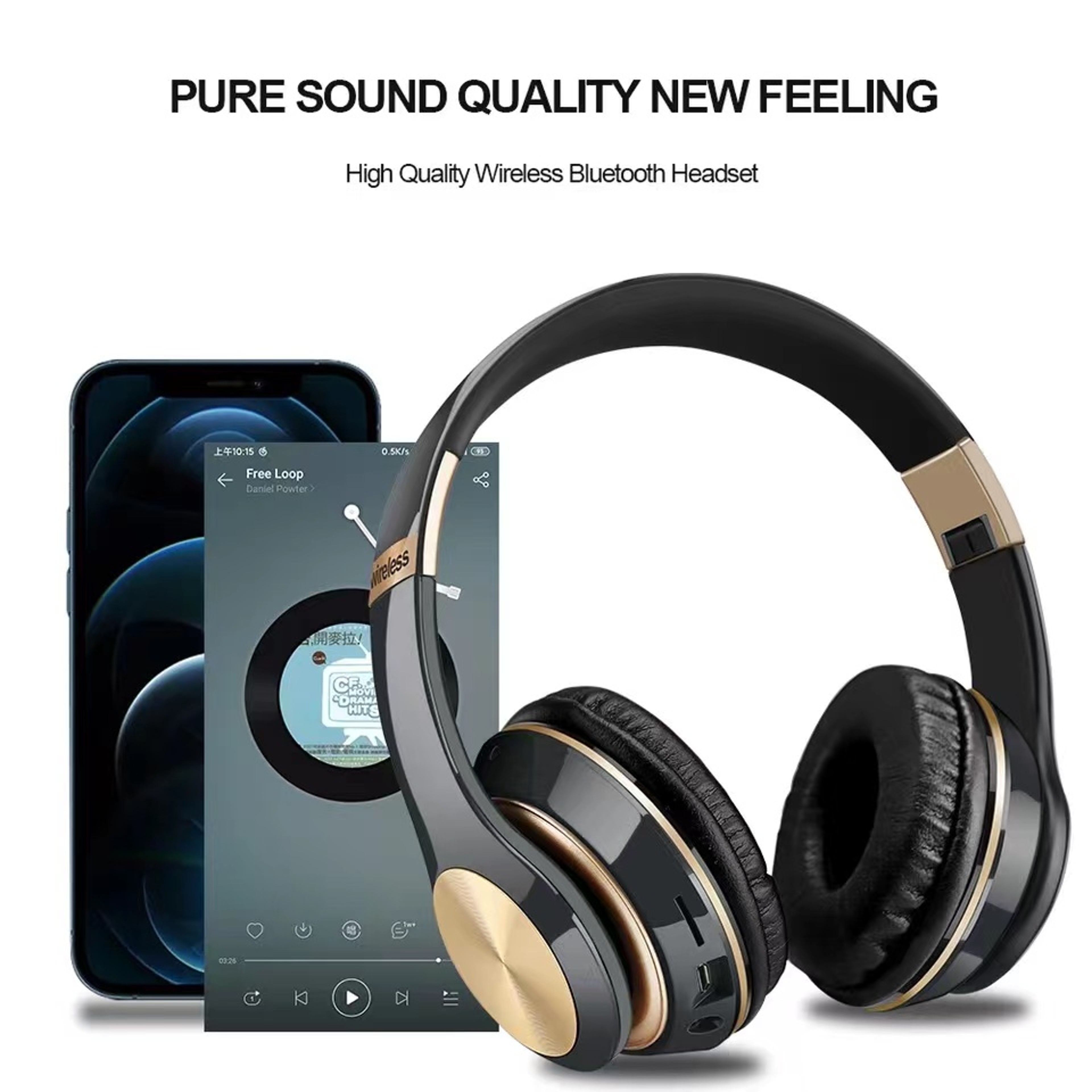 Wireless Bluetooth Headphones With Microphone Foldable Noise Cancelling Headset For PC Phone  Gamin 5