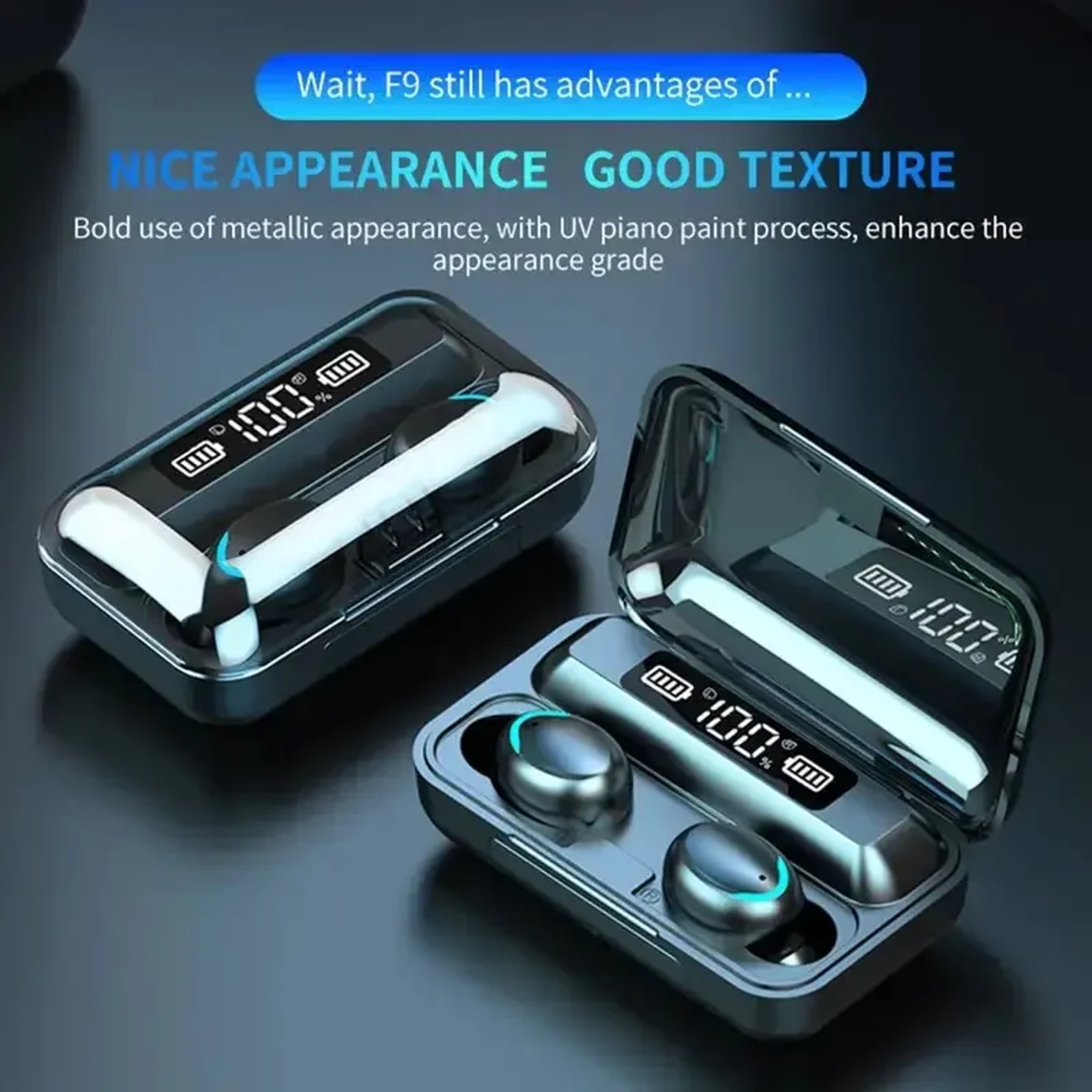 Wireless Bluetooth Earbuds TWS Waterproof Headphones with Digital Display Charging Case – view 3