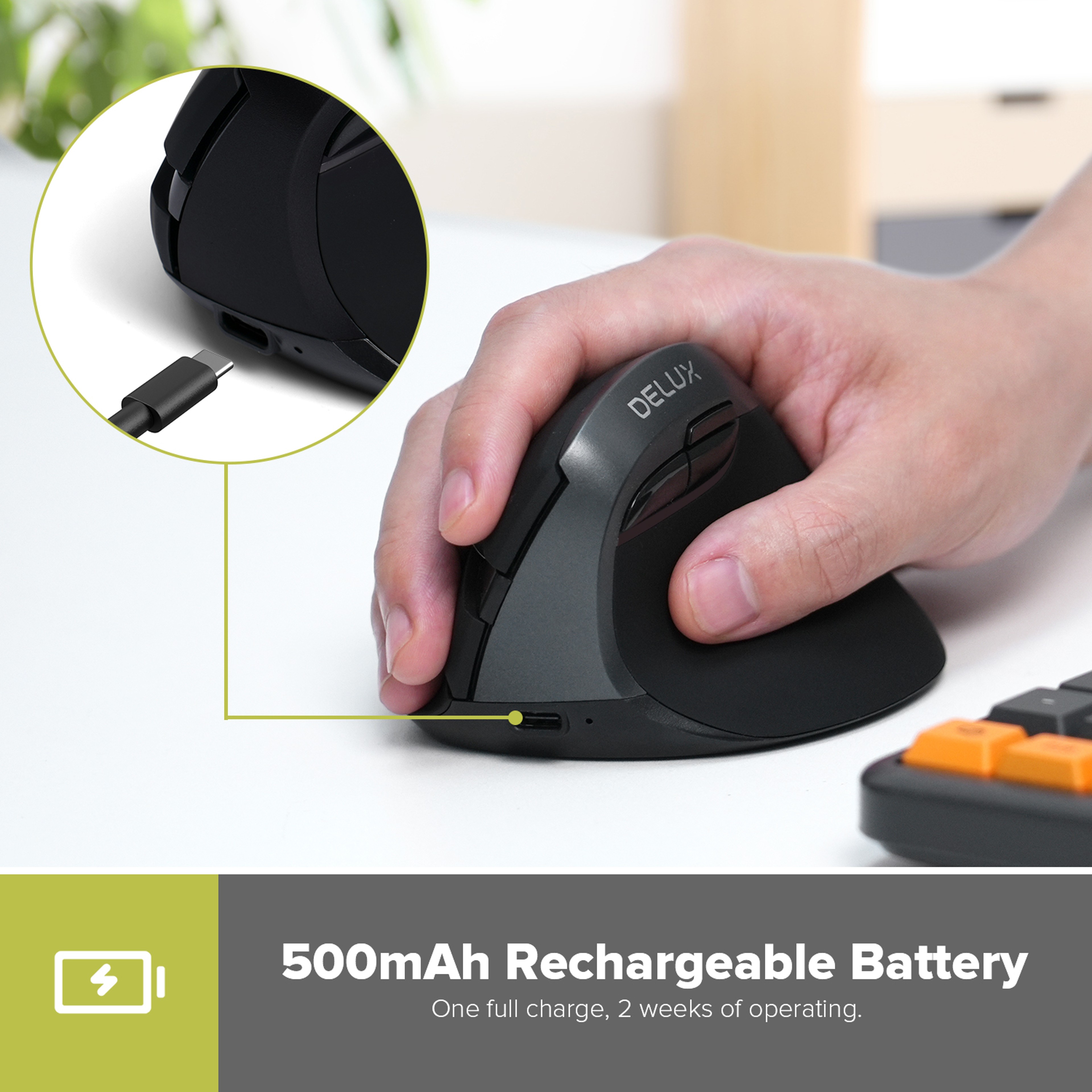 Vertical Wireless Mouse Bluetooth Rechargeable Ergonomic Silent Gaming Mouse With 5