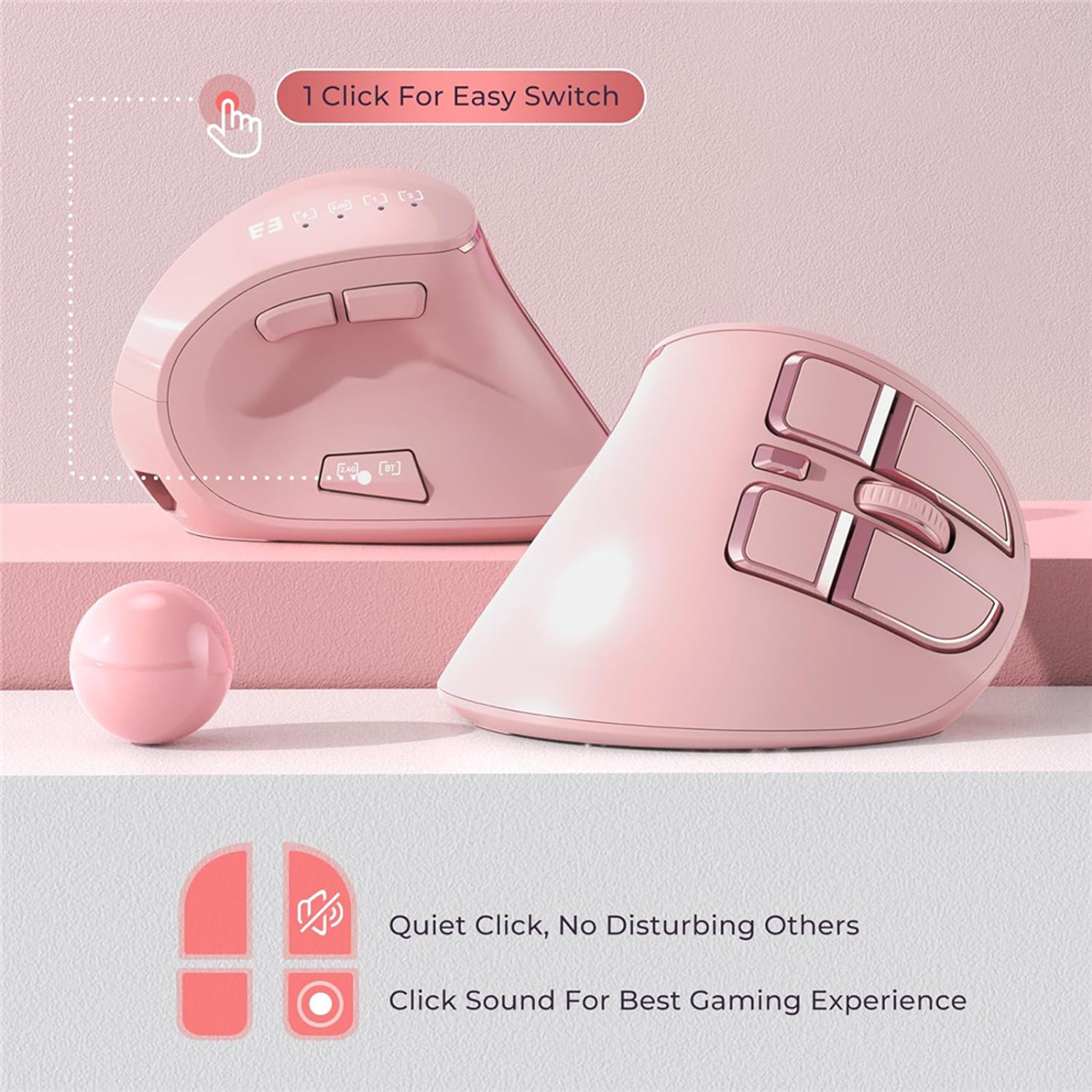 Bluetooth Vertical Mouse Rechargeable Wireless Ergonomic Mouse For IPad Laptop PC Mac 5