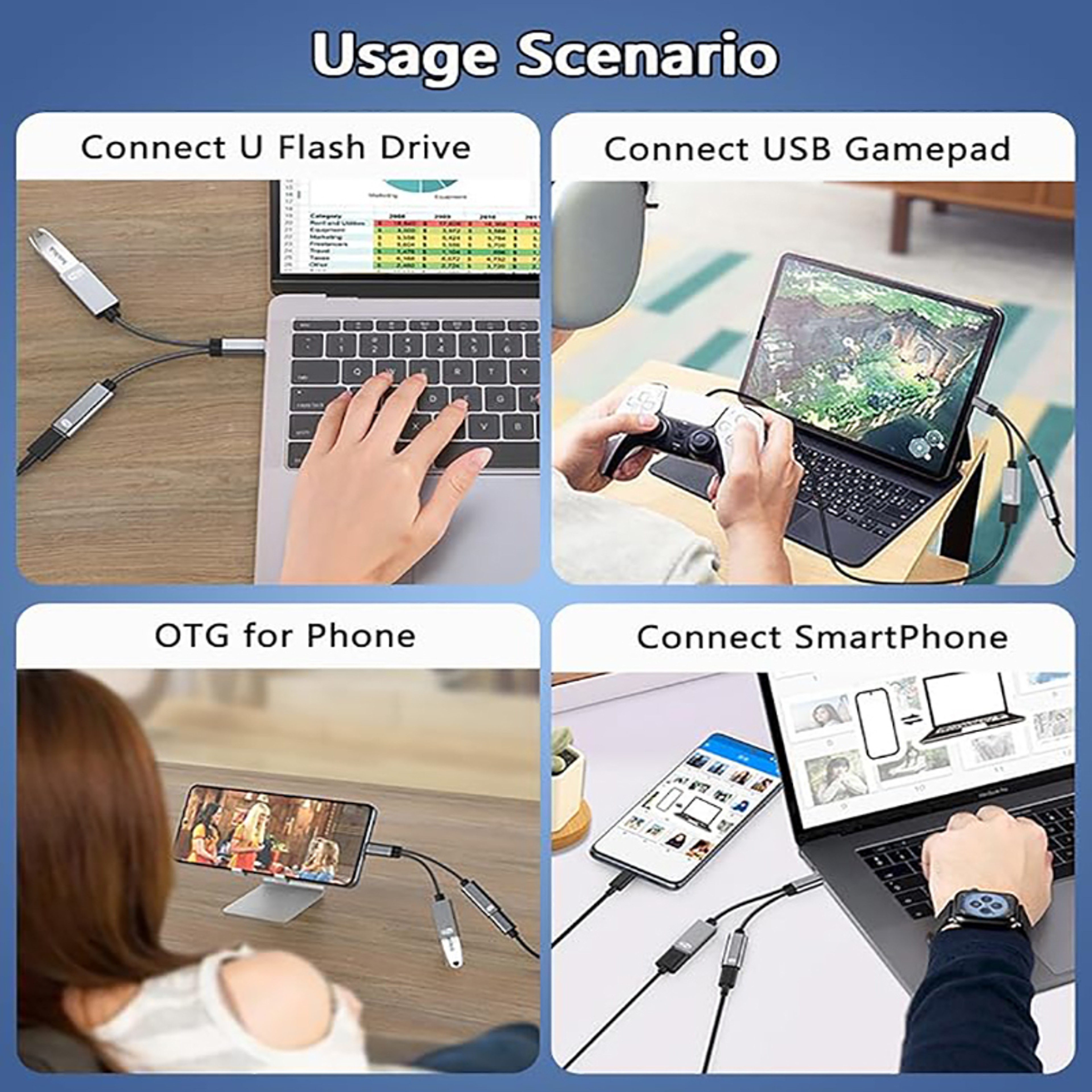 USB C OTG Adapter With Power Delivery Type C To USB Adapter For Fast Charging And Data Transfer 3