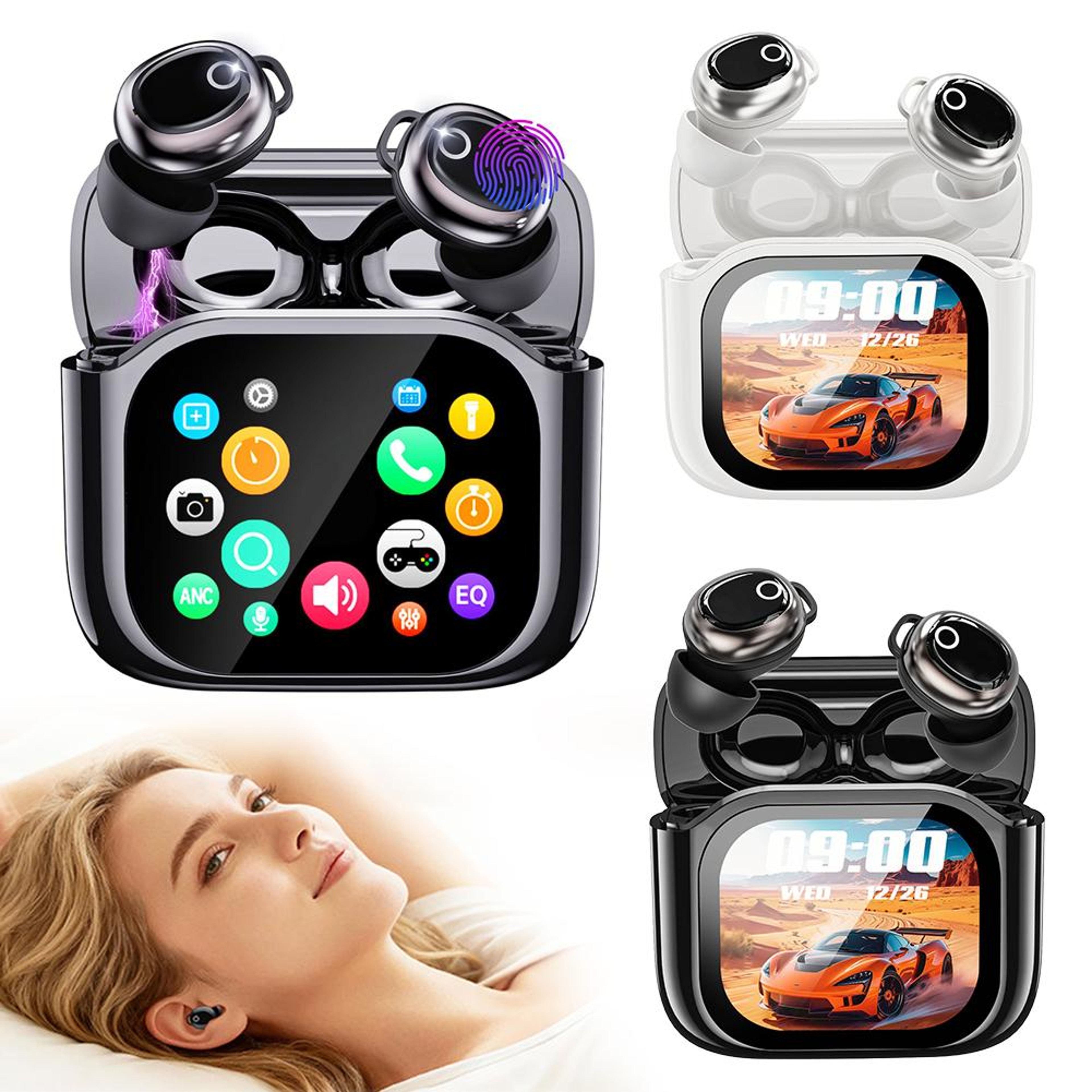 Wireless Bluetooth Earbuds With Screen AI Translation Heavy Bass Sports Earphones 2