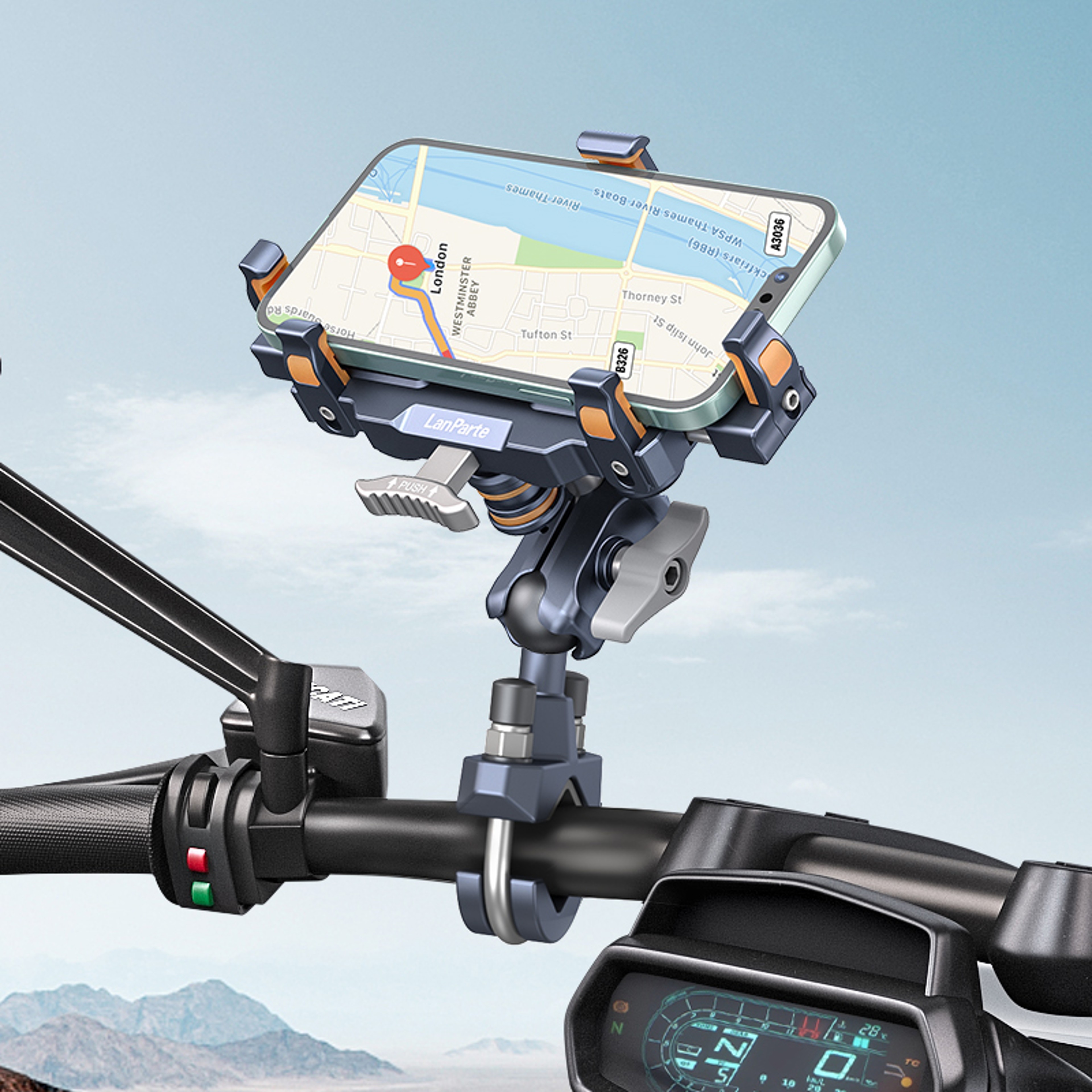 Universal Motorcycle Phone Holder Adjustable Anti Shake Phone Mount For Bikes And Scooters 4