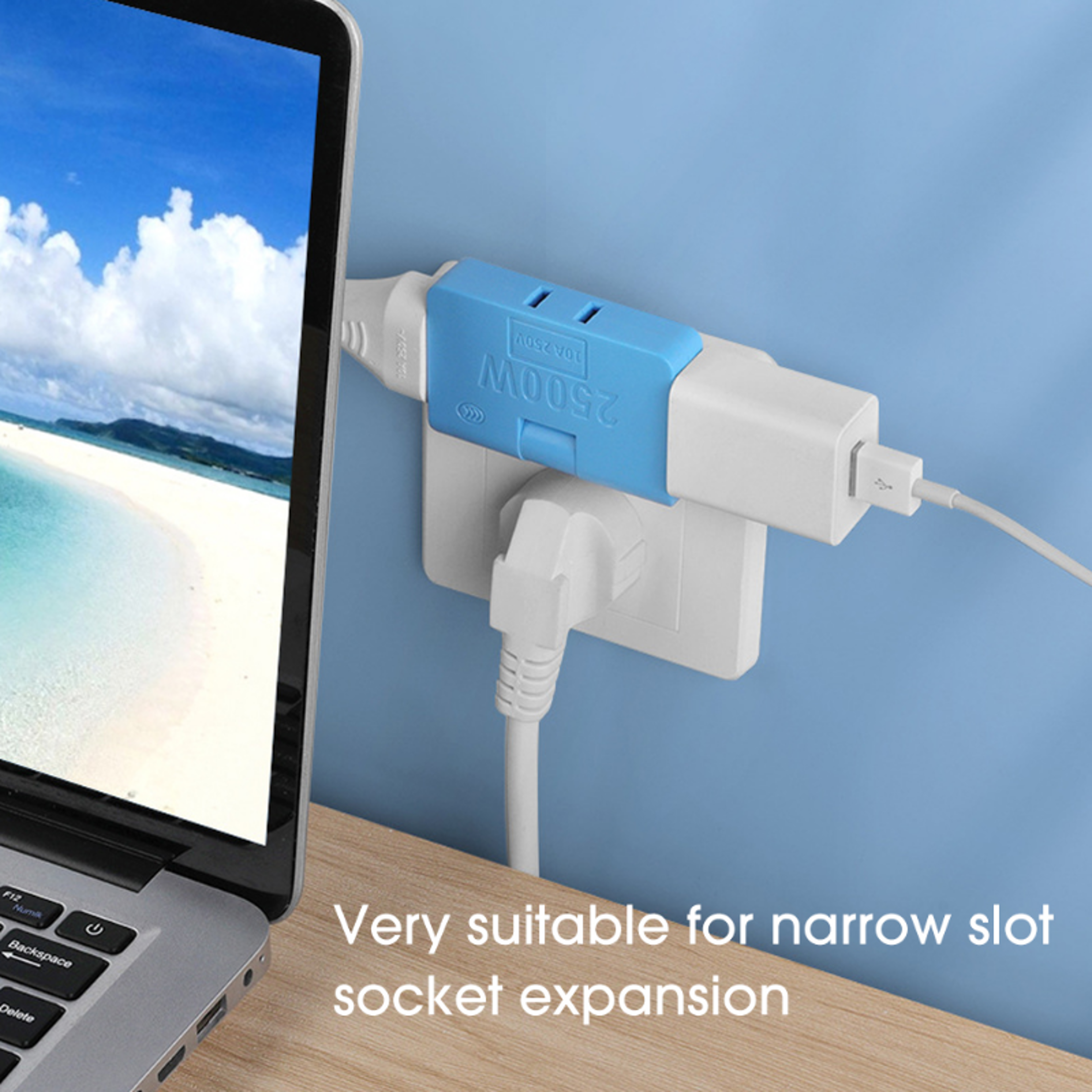 Outlet Wall Adapter Degree Rotating Plug Adapter Slim Power Outlet Splitter US Plug 3