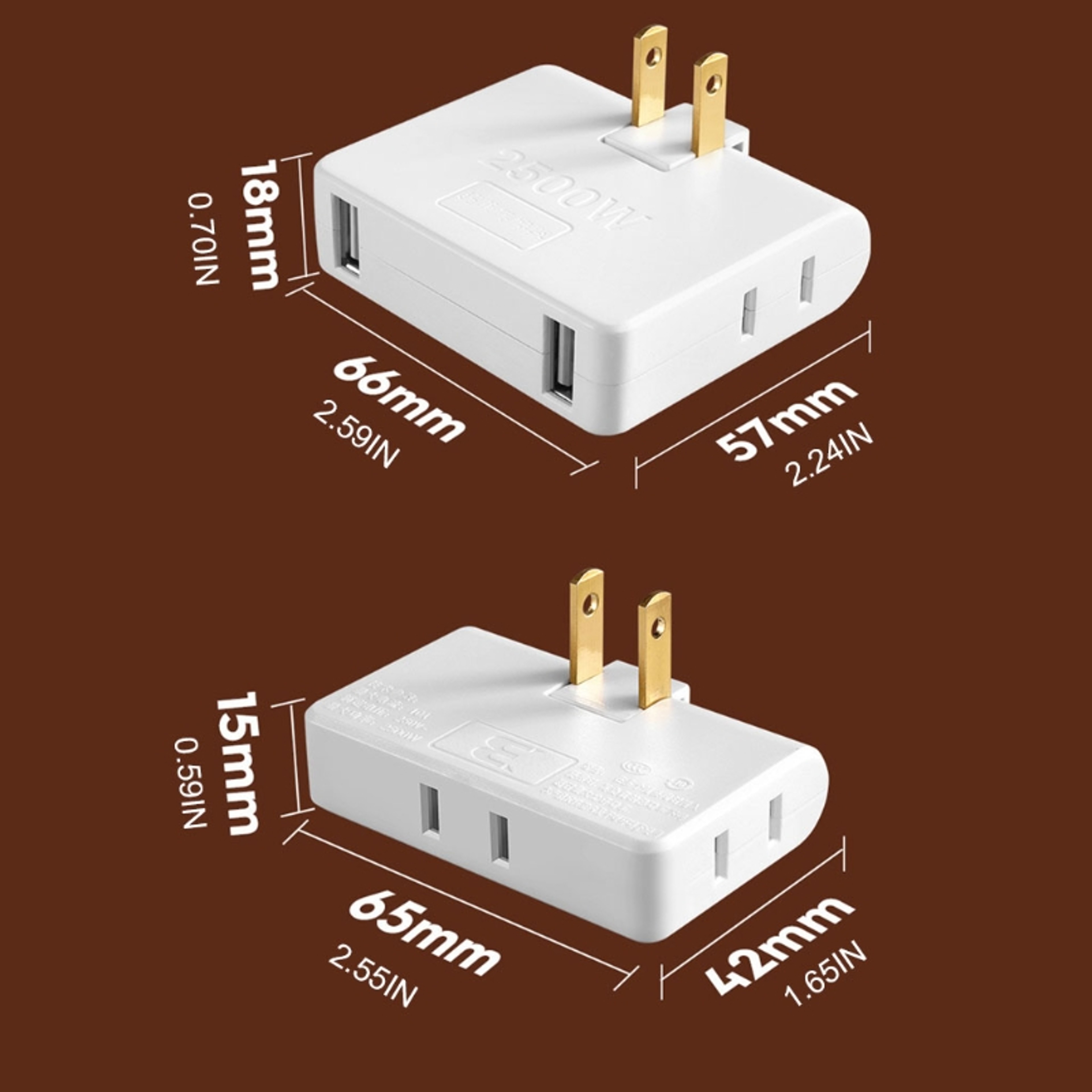 Rotating Plug AdaptervOutlet Wall Outlet Extender Multi Plug Power Splitter US Socket 3