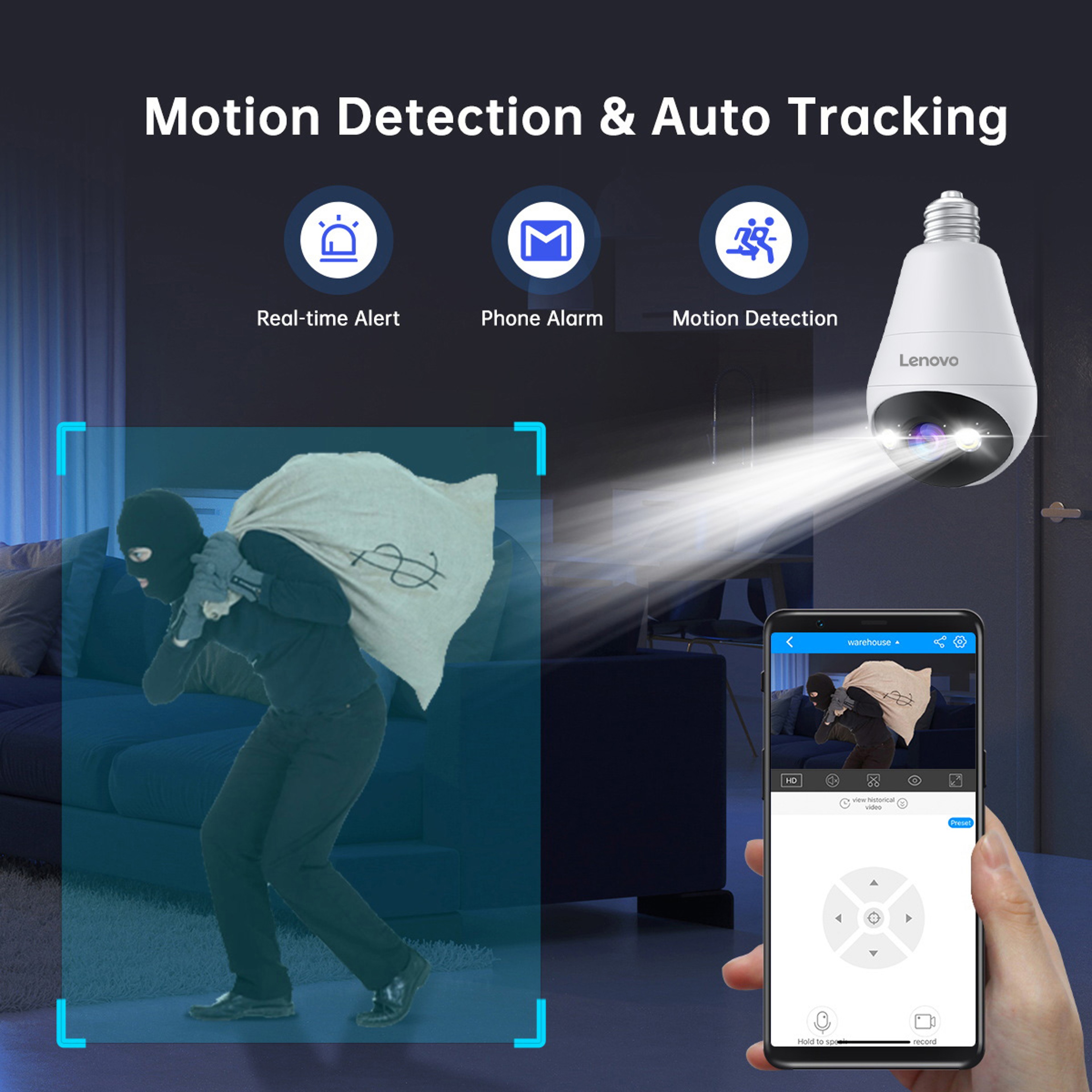 Light Bulb Security Camera WiFi Smart Wireless Home Camera With Color Night Vision 2