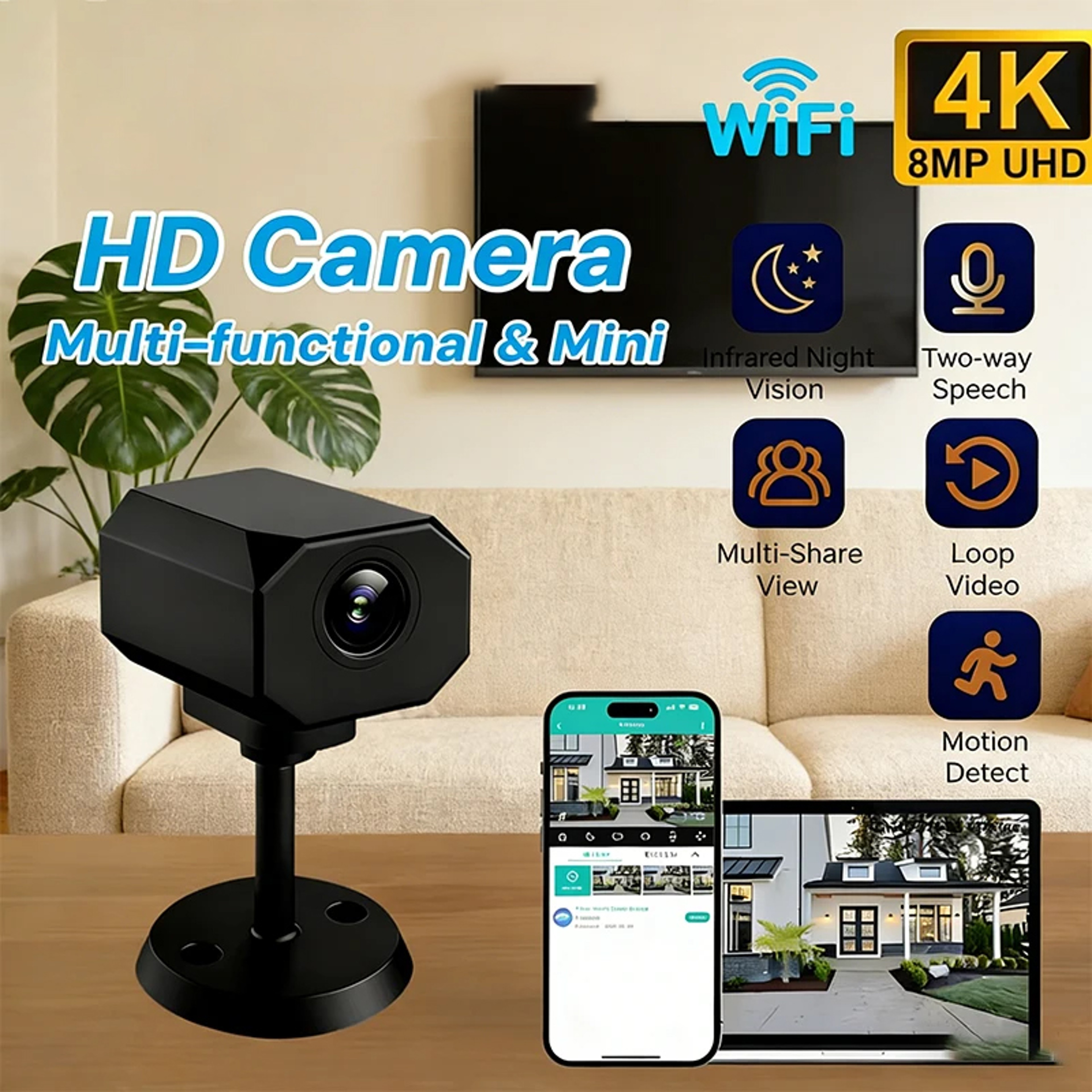 WiFi Security Camera Mini Indoor Smart Home Camera With Remote App Monitoring 1