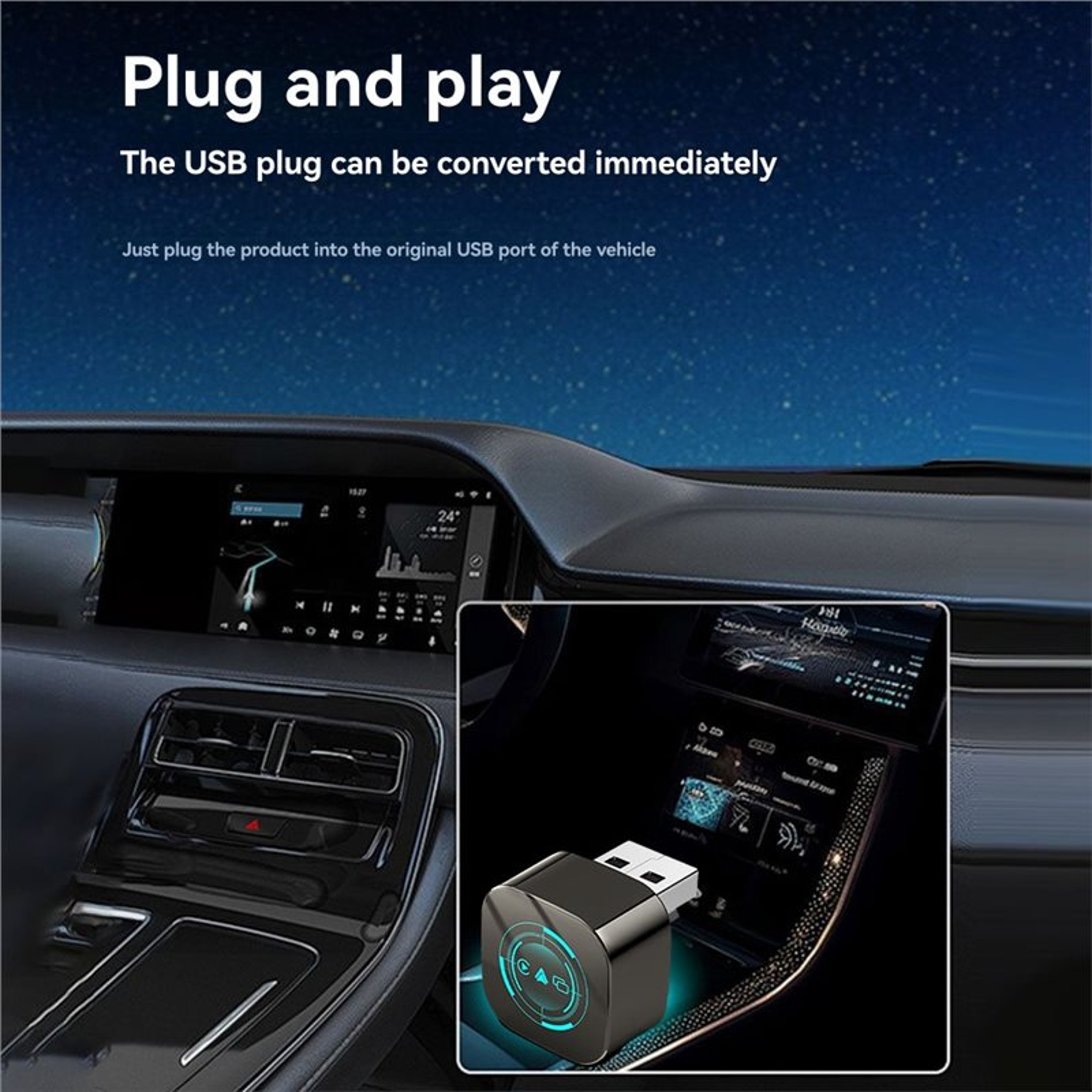 Wireless CarPlay Adapter AI Box USB Dongle For Wireless CarPlay Android Auto And AirPlay 4
