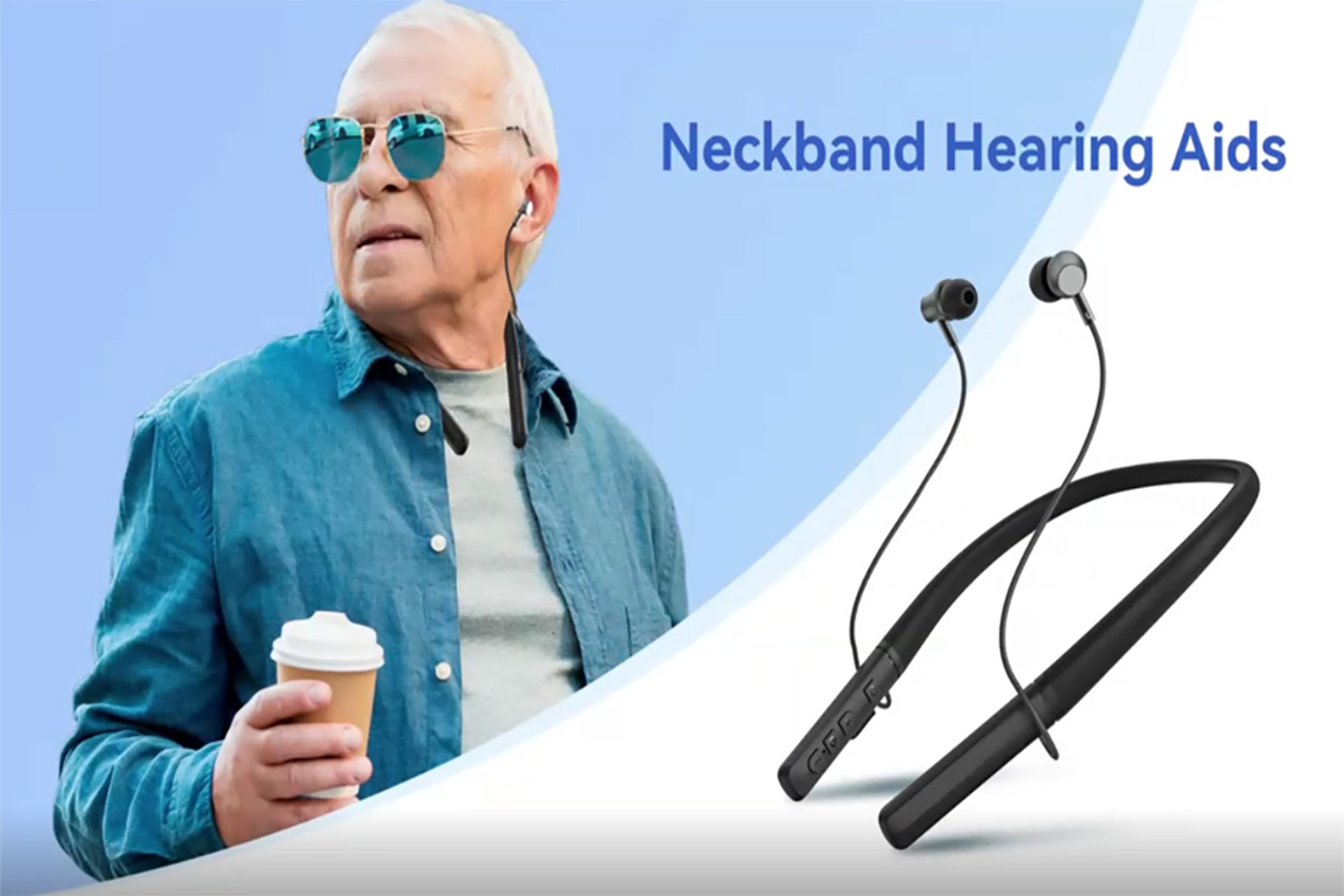Bluetooth Hearing Amplifier Rechargeable Neckband Hearing Aid With Noise Reduction For Seniors 1