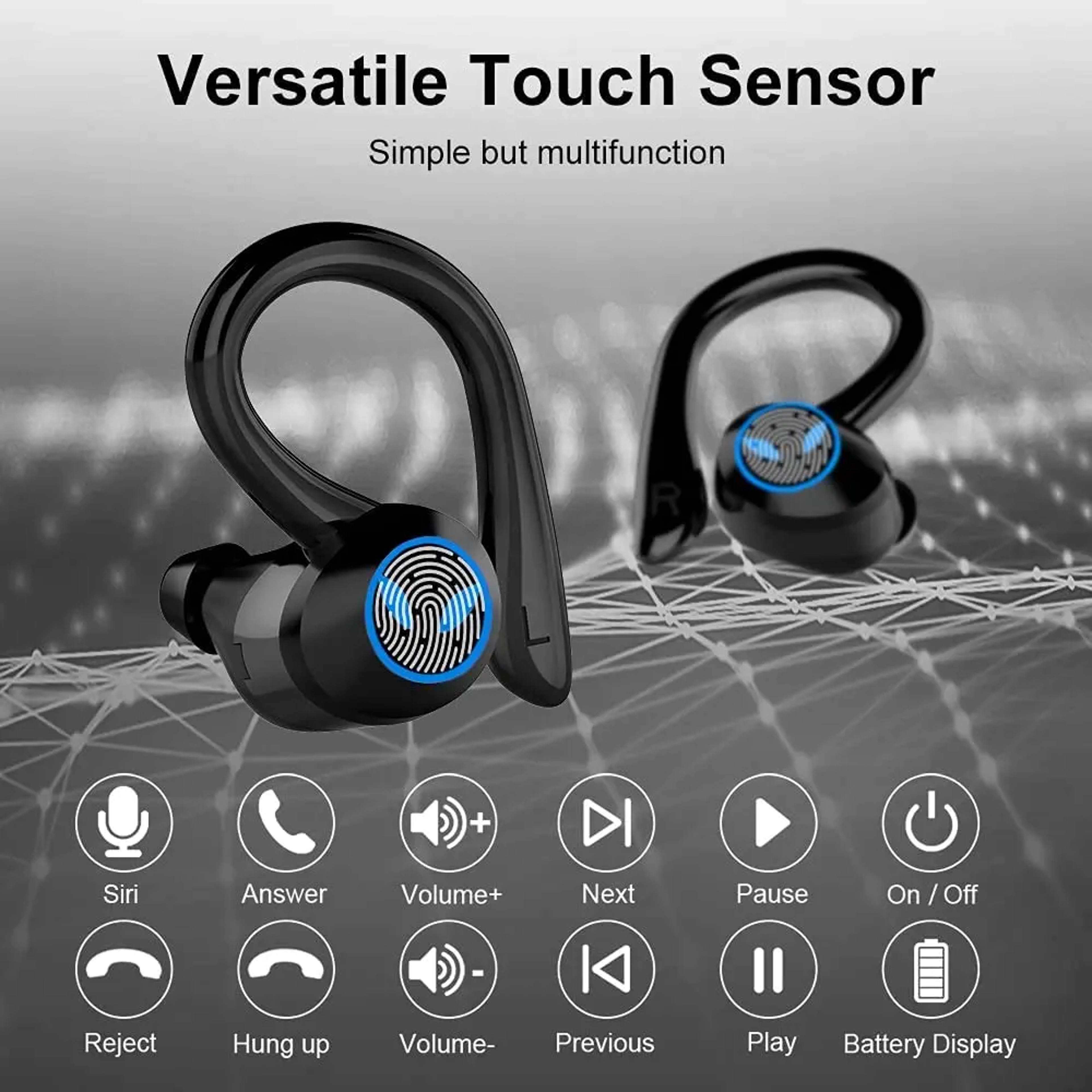 Bluetooth Wireless Earbuds with Touch Control HiFi Bass Waterproof Sports Headphones – view 5