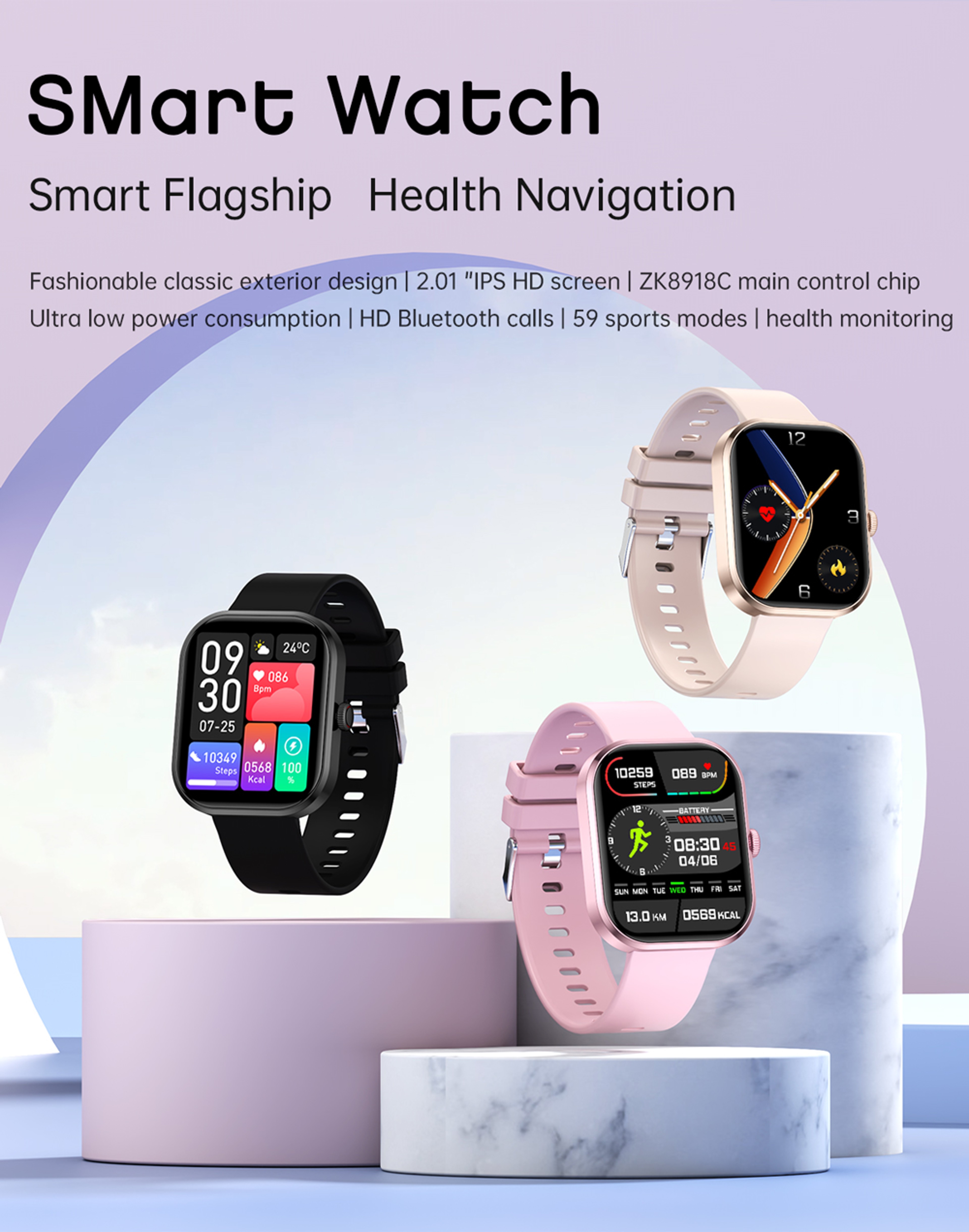 Bluetooth Smart Watch With Call Function Waterproof Fitness Tracker Touch Screen For Women And Men 4