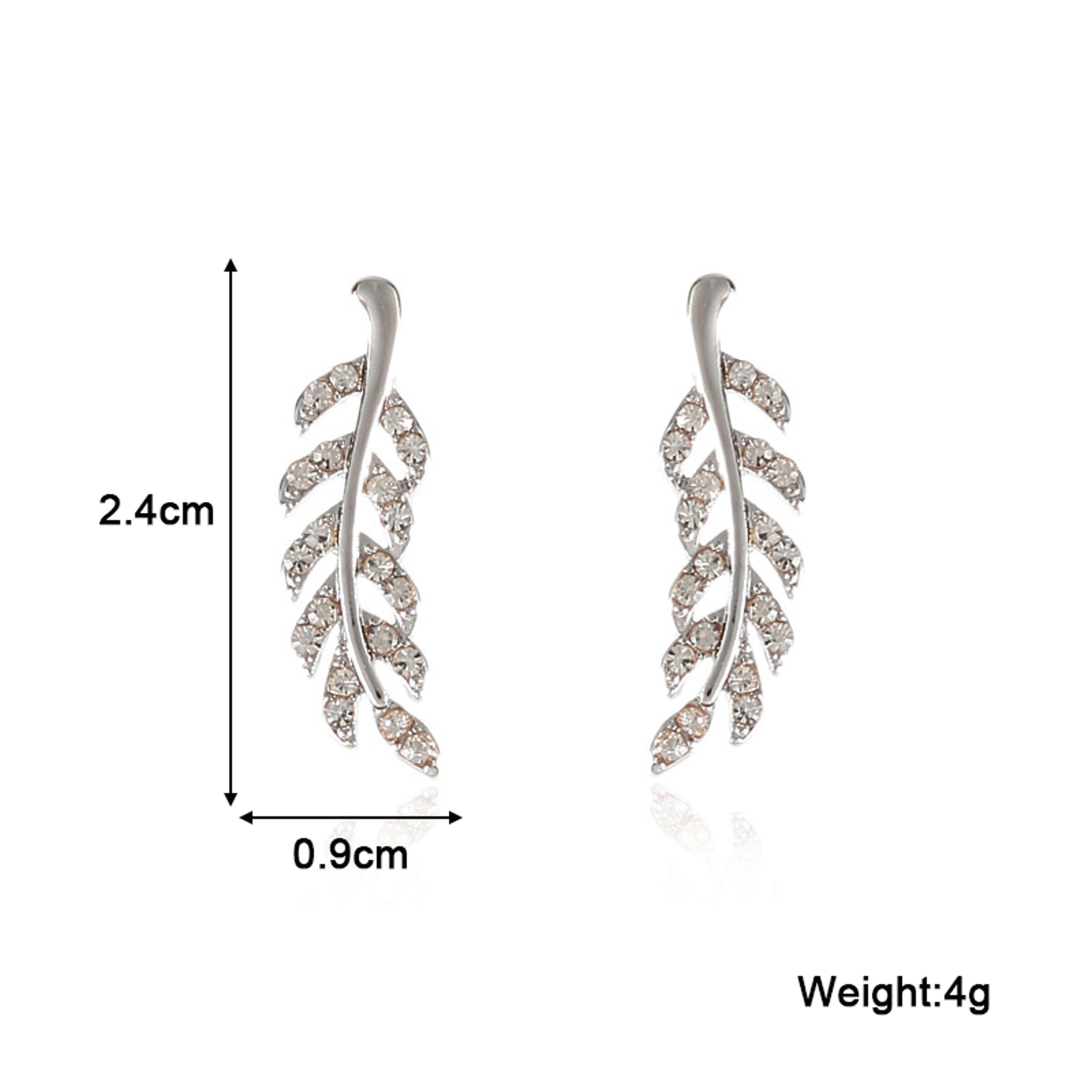 Crystal Feather Leaf Stud Earrings Elegant Gold Stud Earrings & Silver Dainty Jewelry for Women – view 4