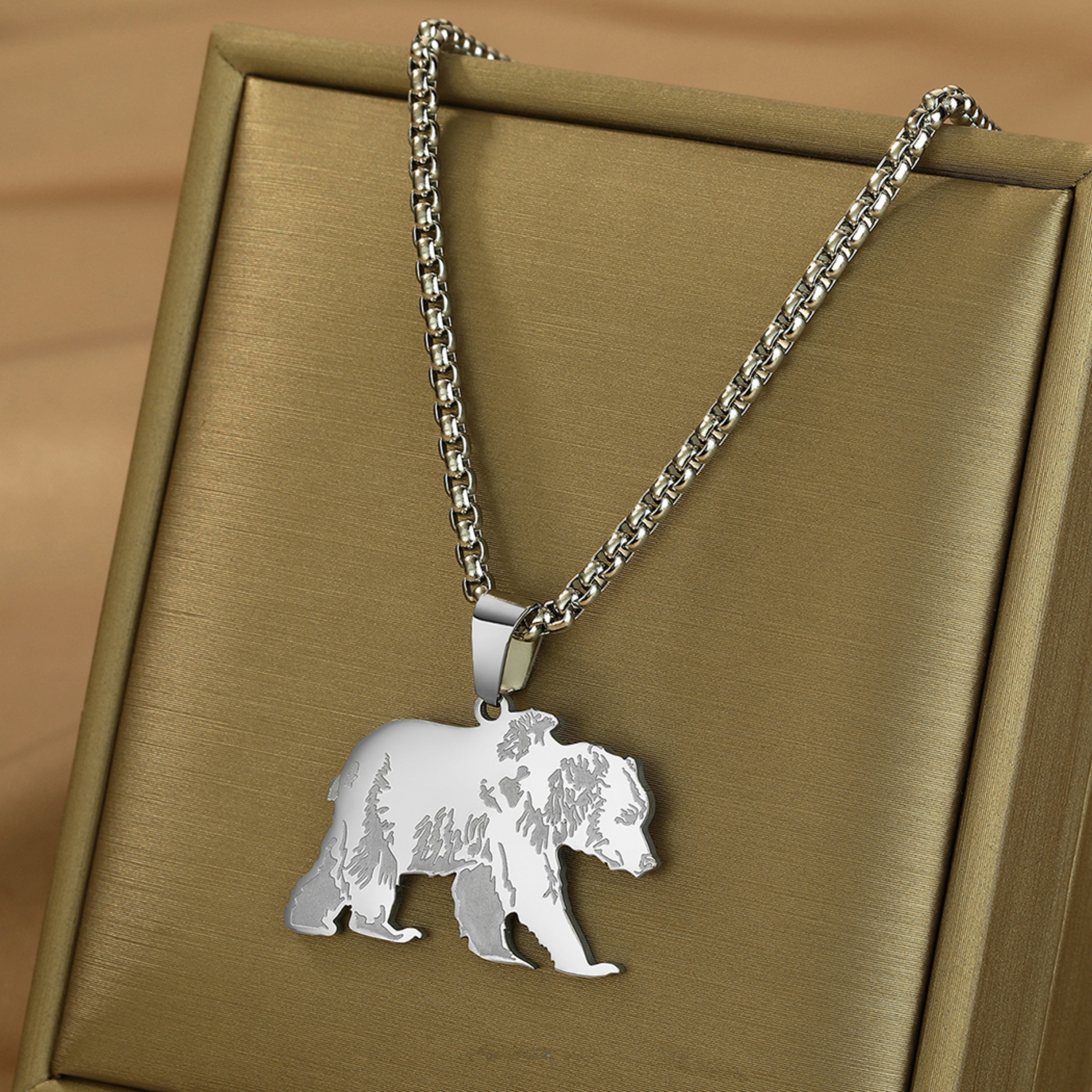 Wild Spirit Bear Pendant Necklace Stainless Steel Necklace for Men & Women – view 5