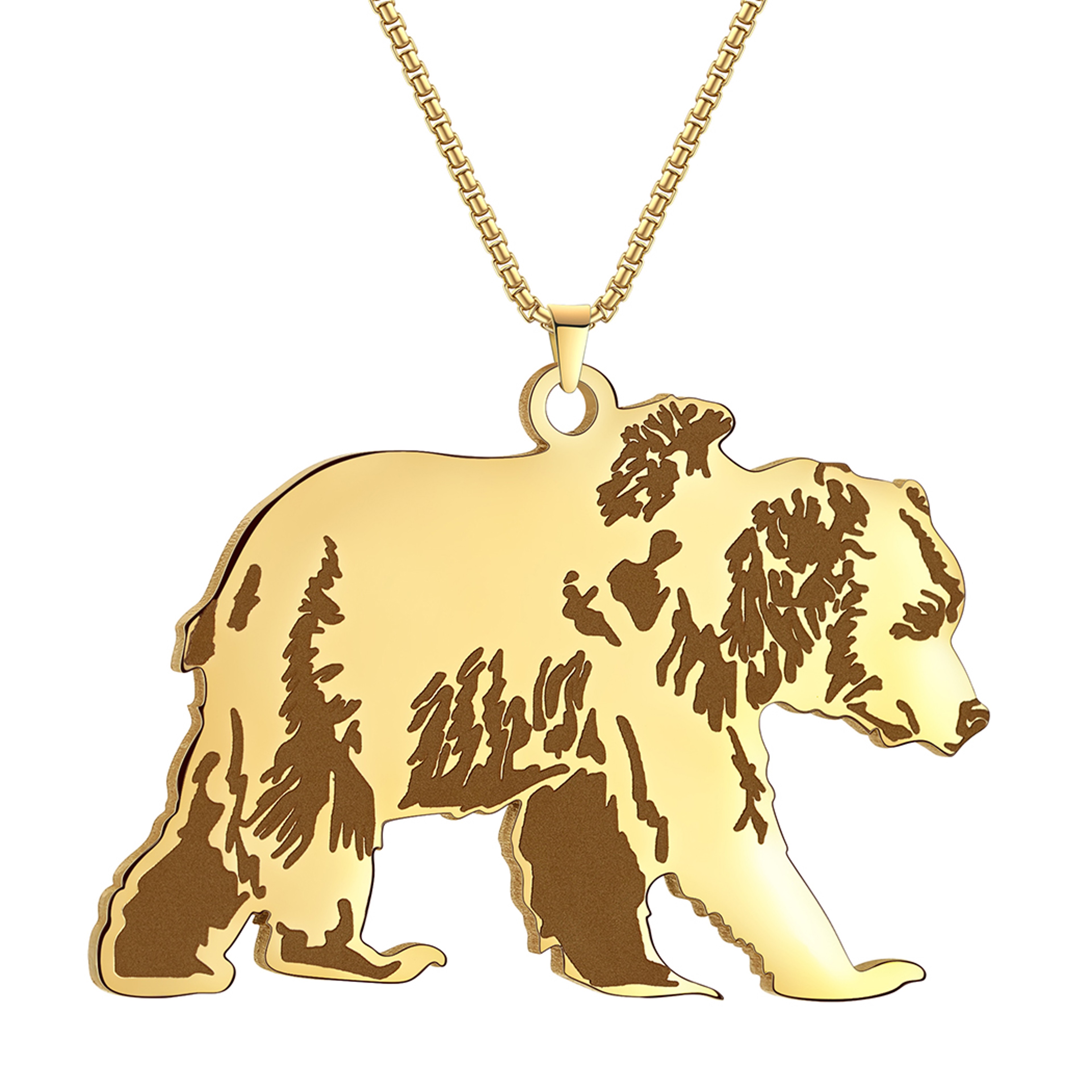 Wild Spirit Bear Pendant Necklace Stainless Steel Necklace for Men & Women – view 7
