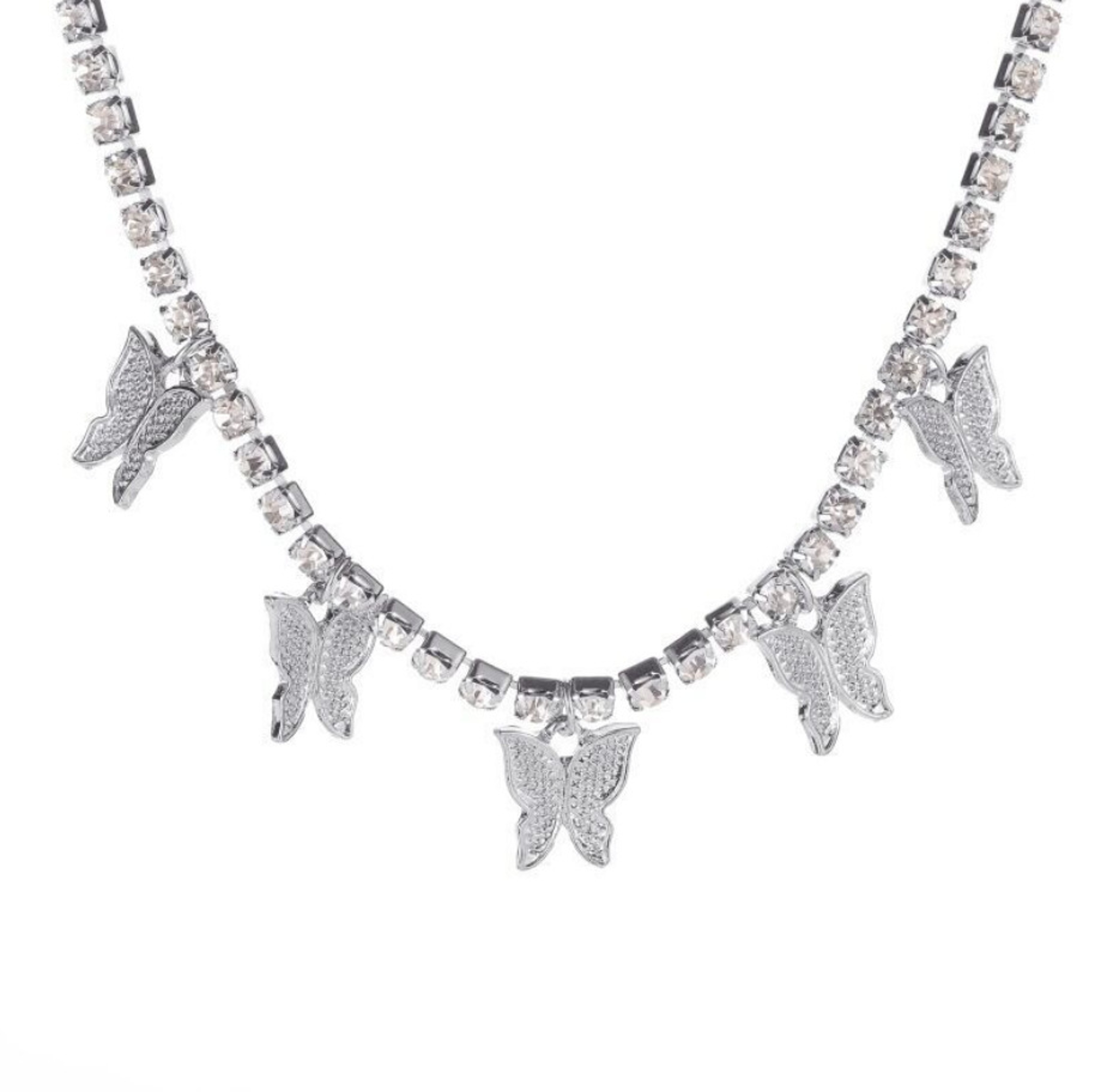 Elegant Butterfly Pendant Necklace With Crystal Tennis Chain Rhinestone Choker Party Jewelry For Wo 0