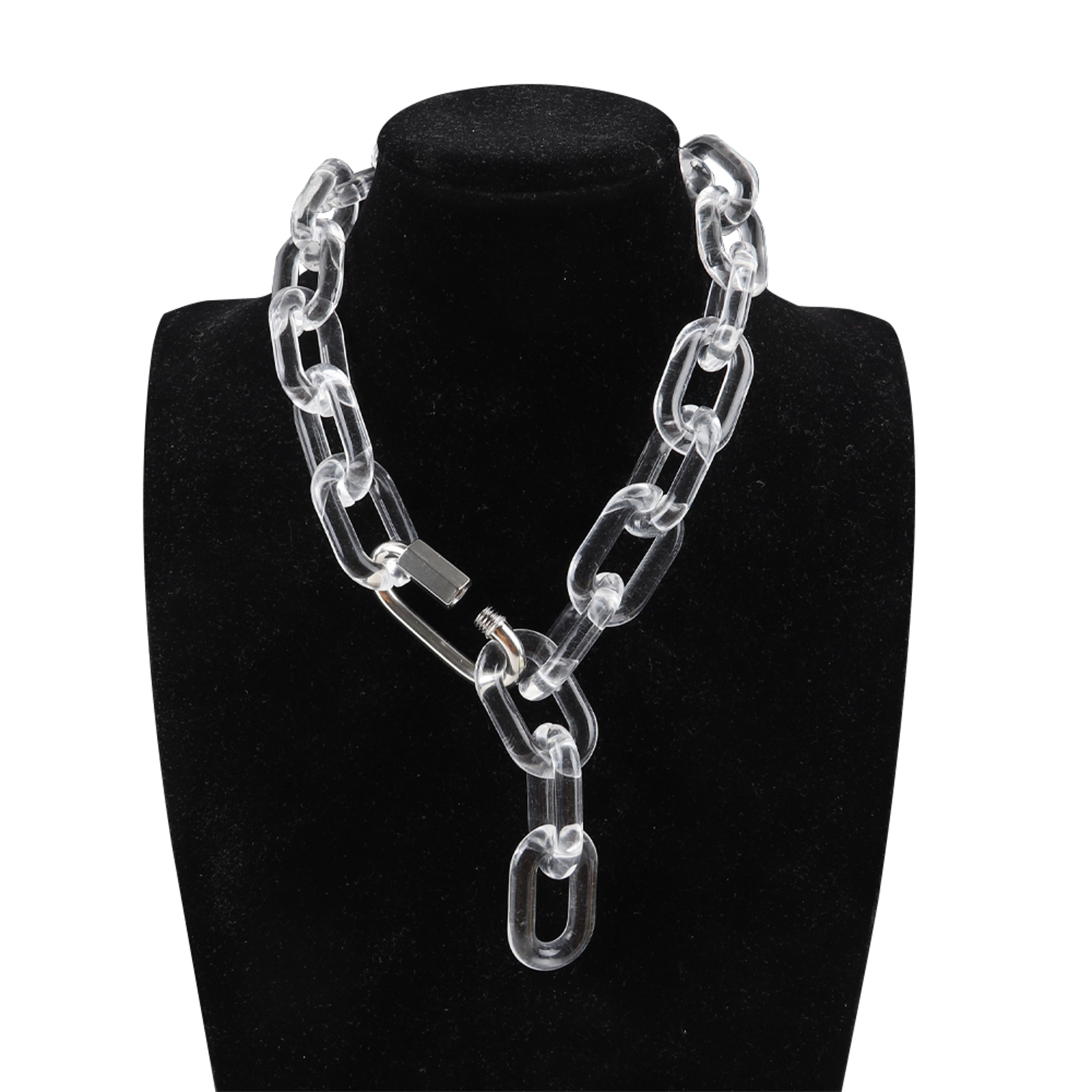 Transparent Acrylic Chain Necklace Bold Chunky Geometric Statement Necklace for Women & Men – view 6