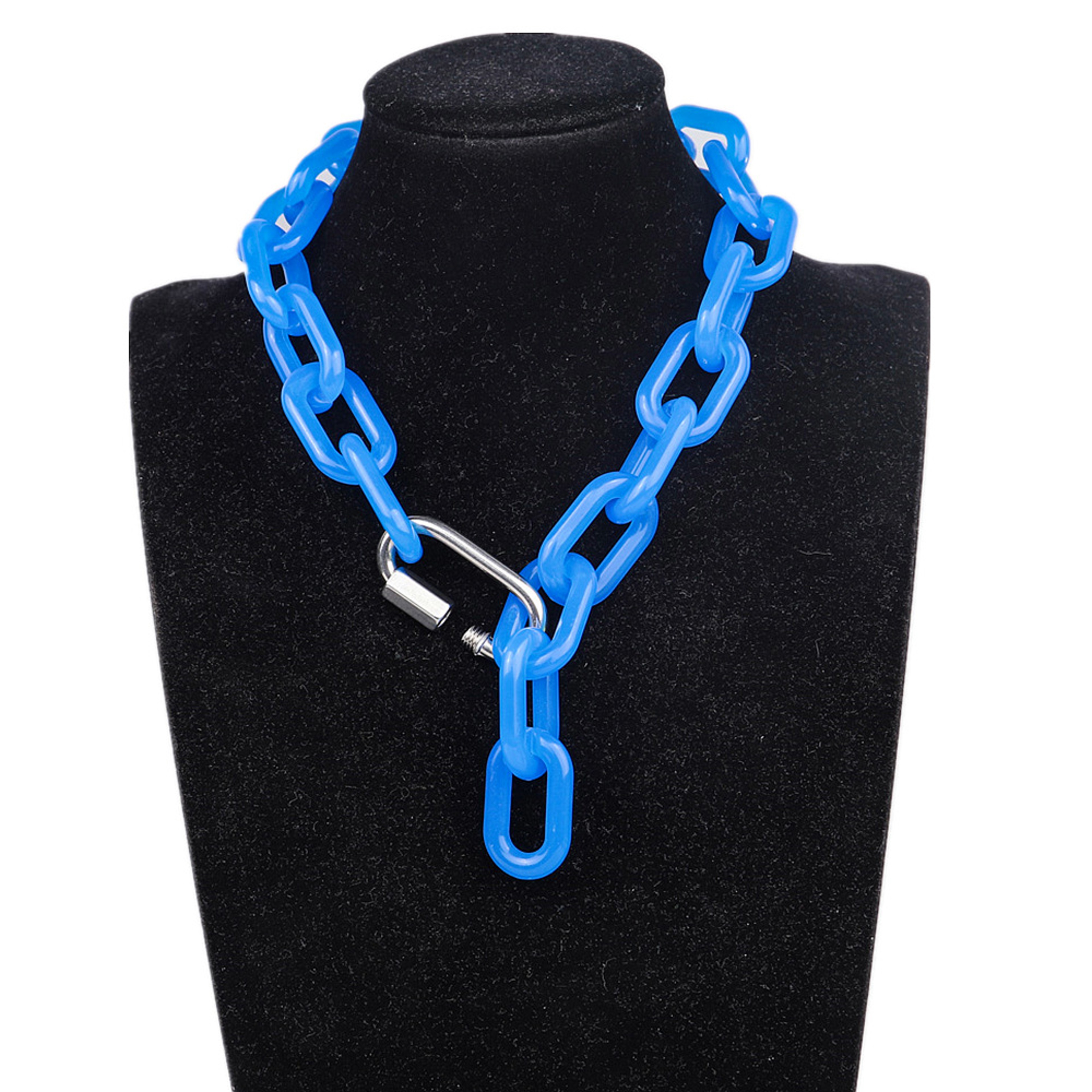 Transparent Acrylic Chain Necklace Bold Chunky Geometric Statement Necklace for Women & Men – view 8