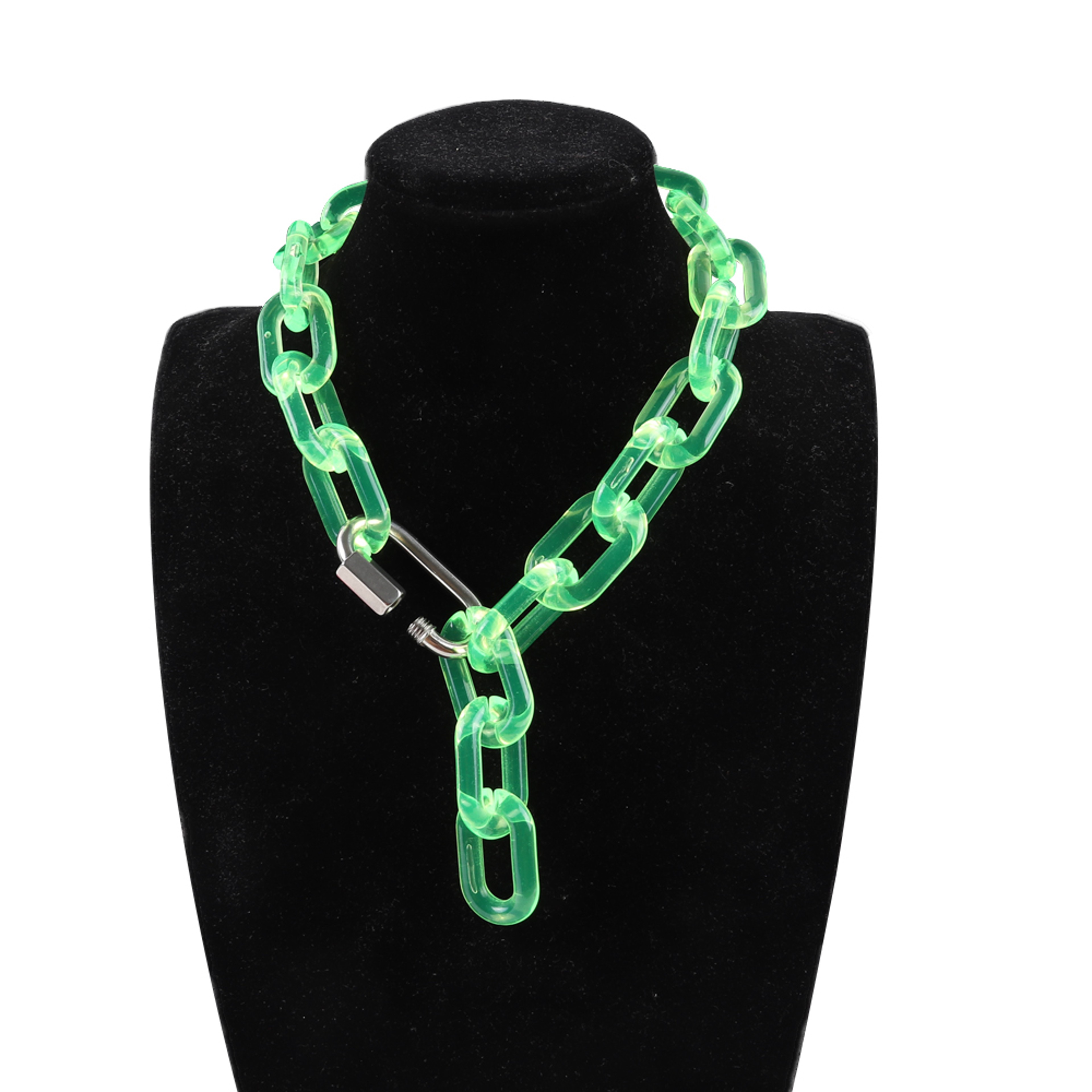 Transparent Acrylic Chain Necklace Bold Chunky Geometric Statement Necklace for Women & Men – view 12