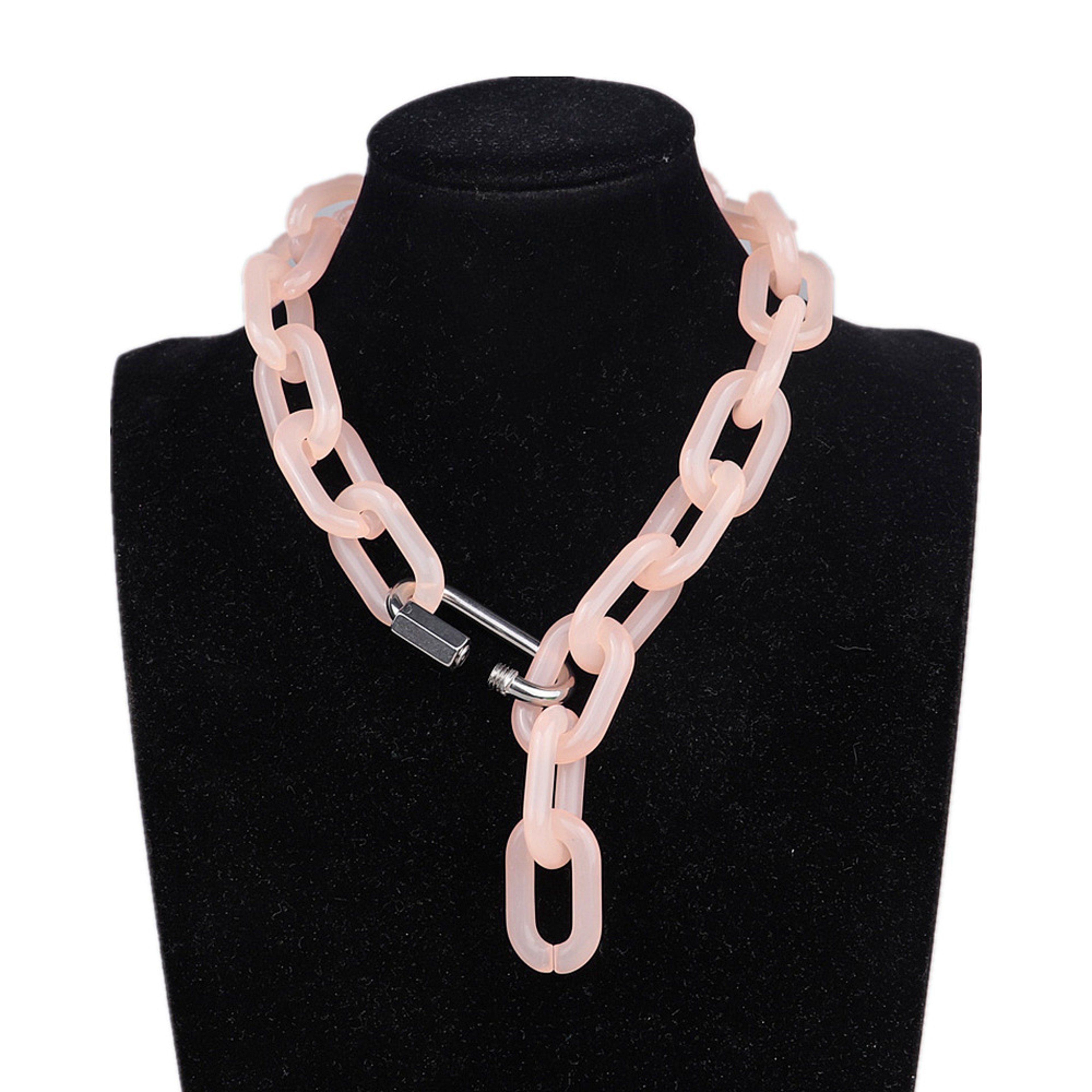 Transparent Acrylic Chain Necklace Bold Chunky Geometric Statement Necklace for Women & Men – view 15