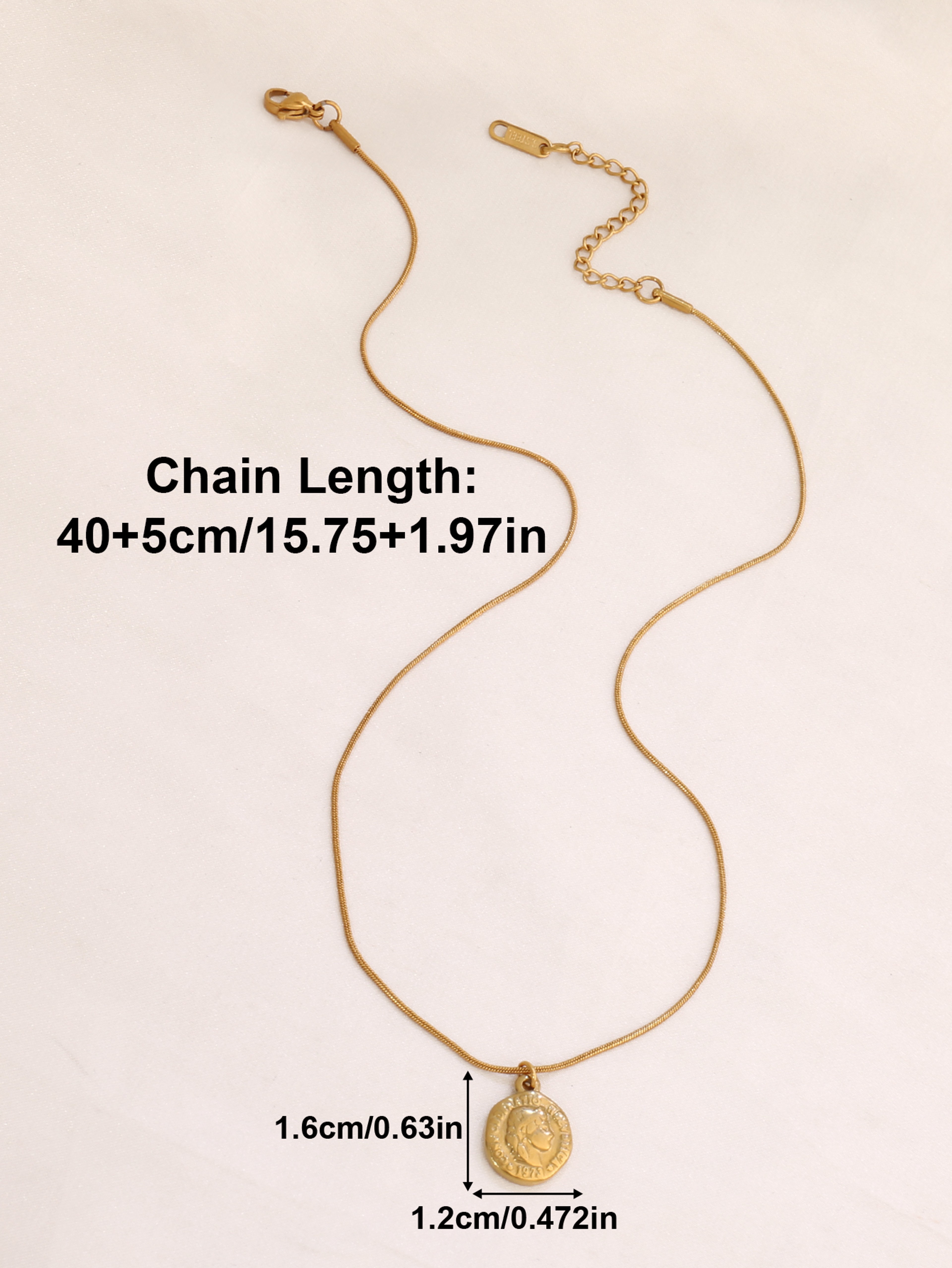 Vintage Coin Pendant Necklace With Stainless Steel Necklace Snake Chain For Women 2