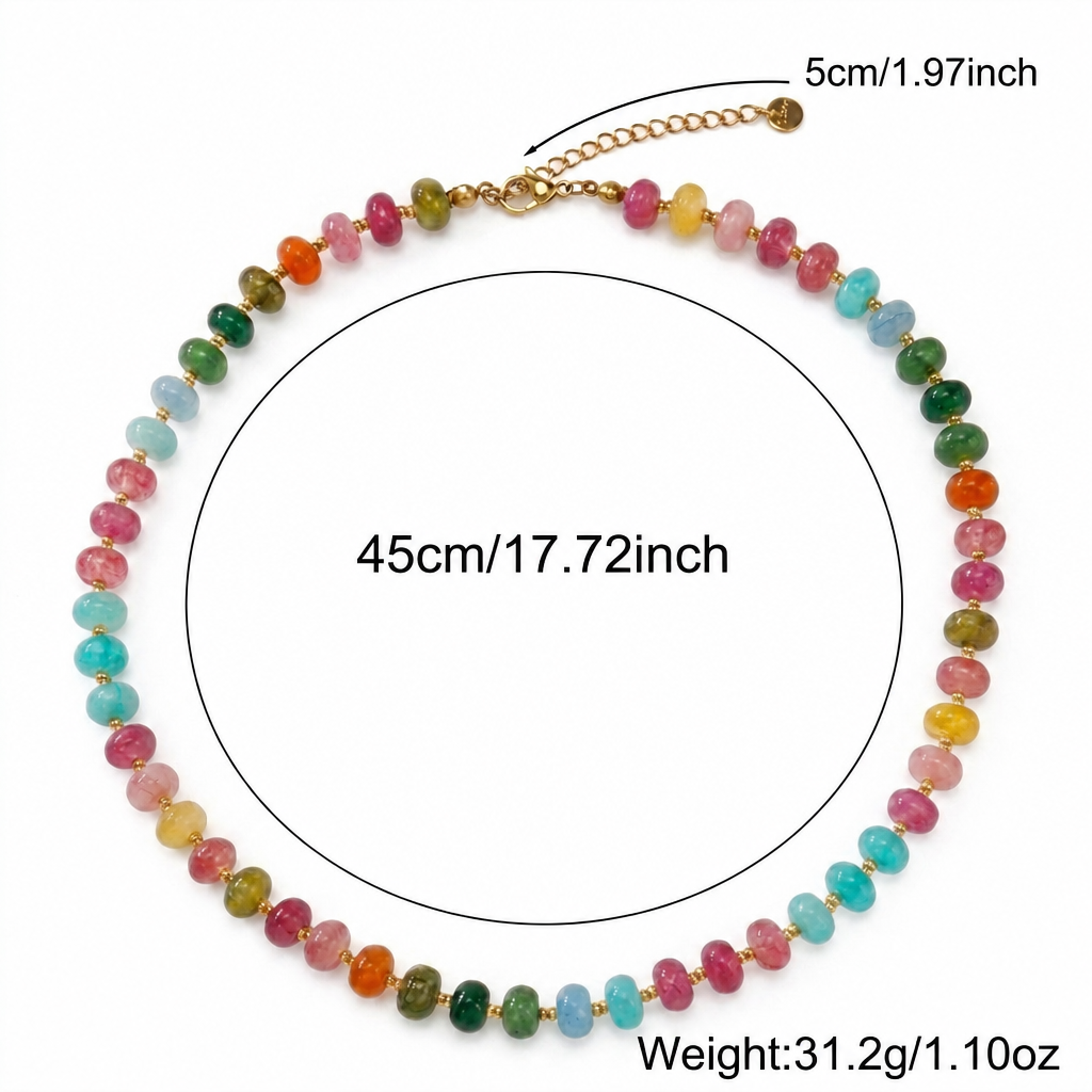 Bohemian Natural Stone Necklace Adjustable Bohemian Beaded Necklace with Semi Precious Beads – view 5