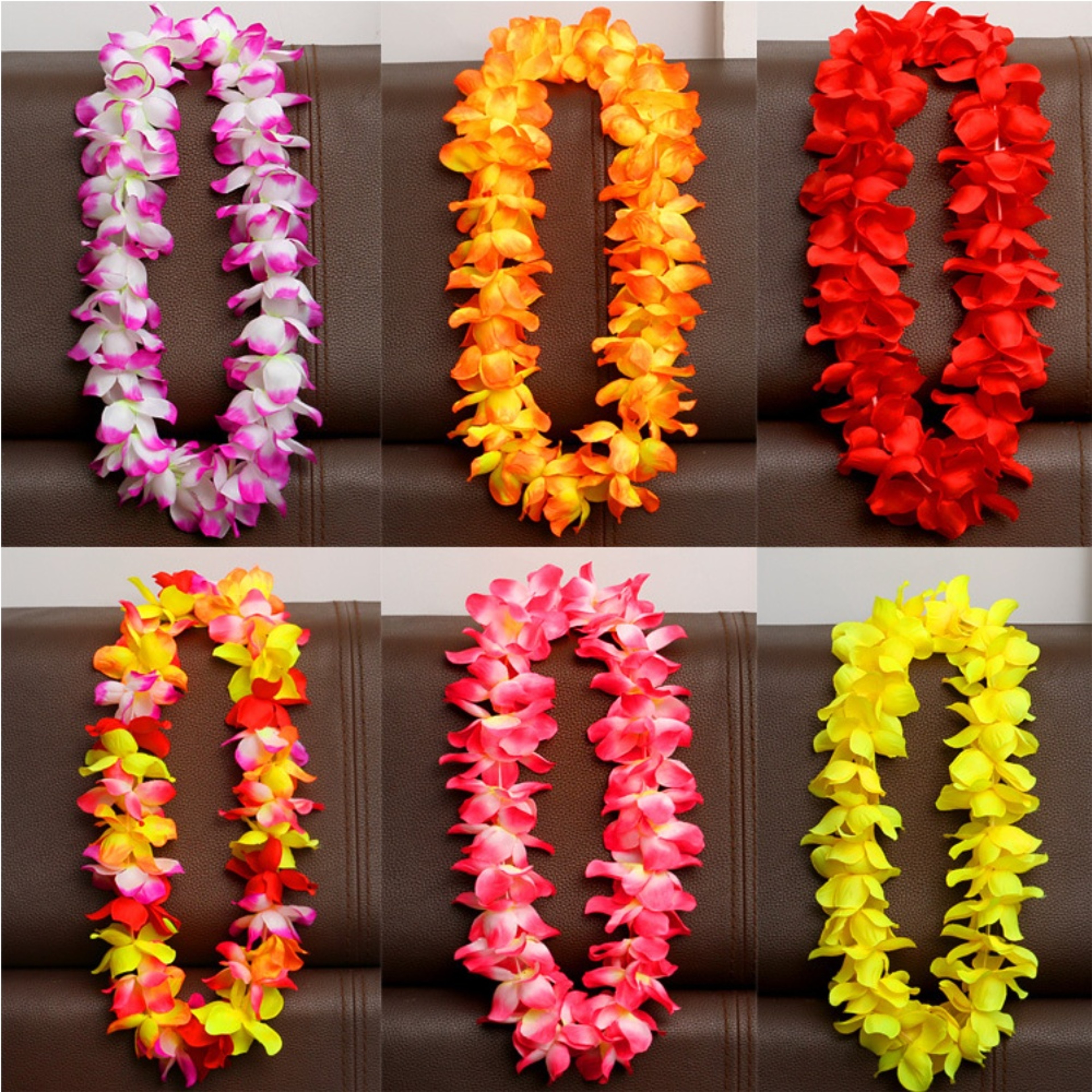 Hawaiian Lei Necklace Tropical Hula Flower Garland for Beach Parties & Luau Accessories – view 2
