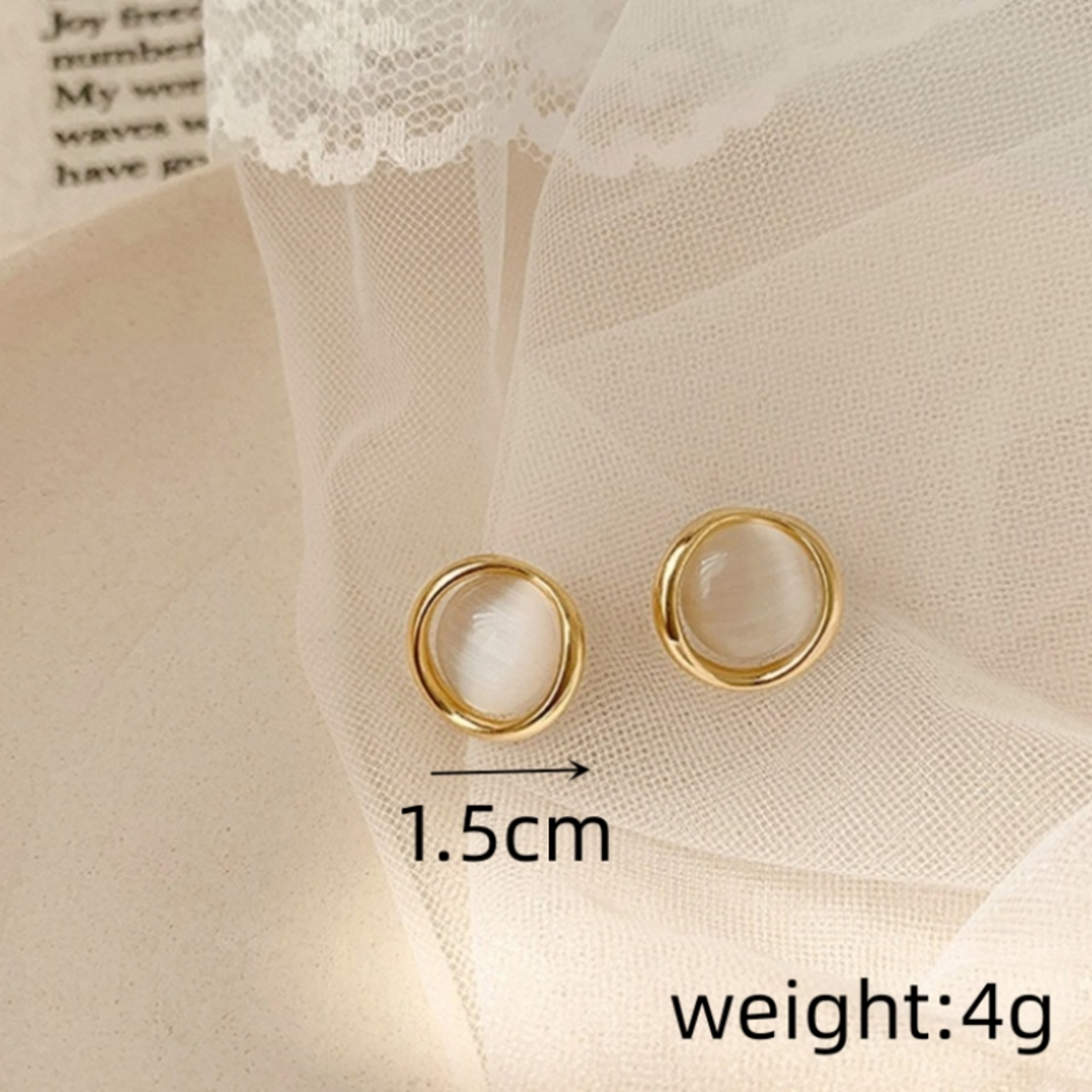 Korean Opal Stud Earrings Elegant Round Stud Earrings for Everyday Style & Special Occasions – view 4