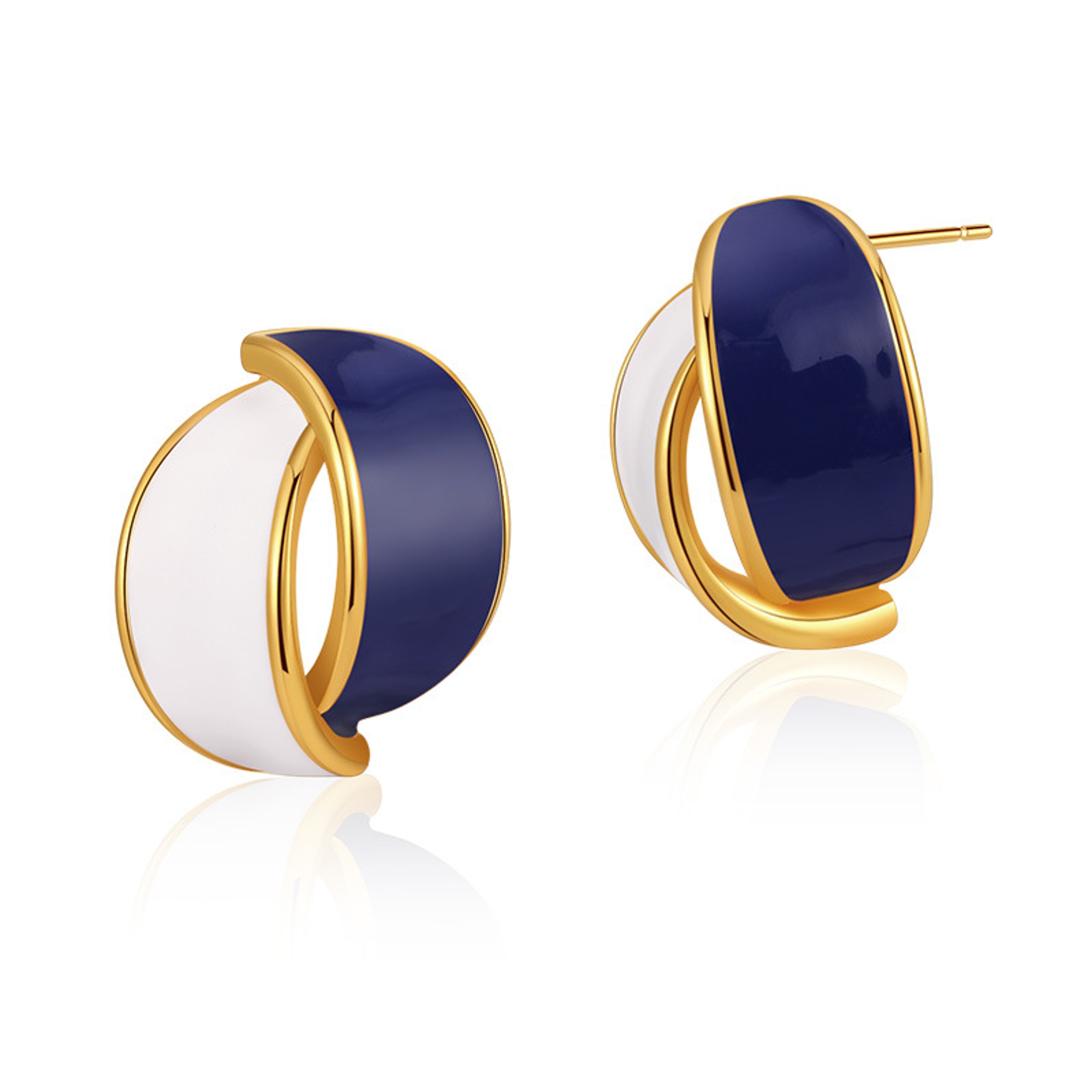 French Color Block Earrings Gold Plated Earrings with Irregular Artistic Stud Design – view 8