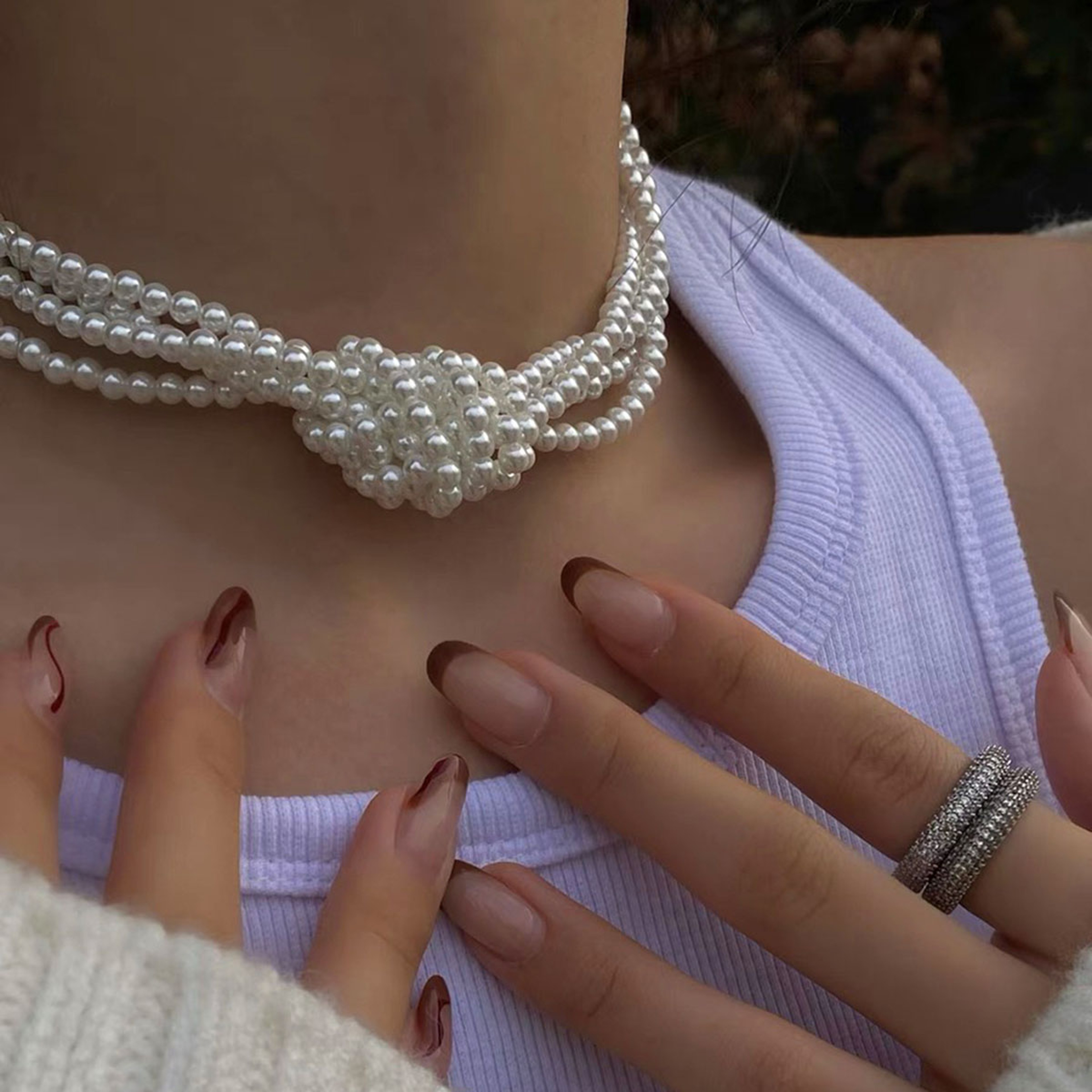 Elegant Multilayer Pearl Necklace Layered Imitation Pearl Necklace  Pearl Choker For Weddings And P 0
