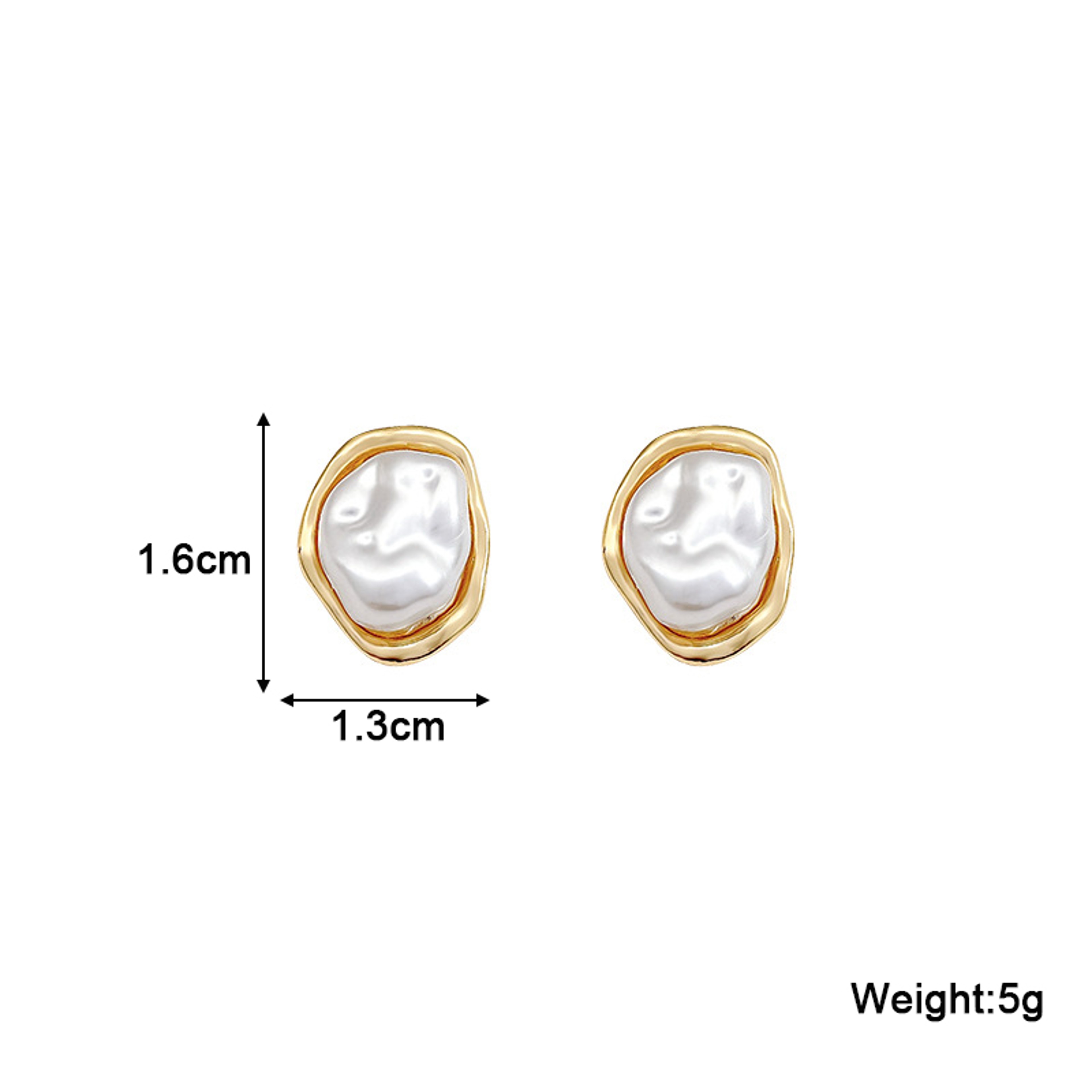 White Oval Irregular Geometric Earrings Modern Statement Earrings with Gold Accent – view 2