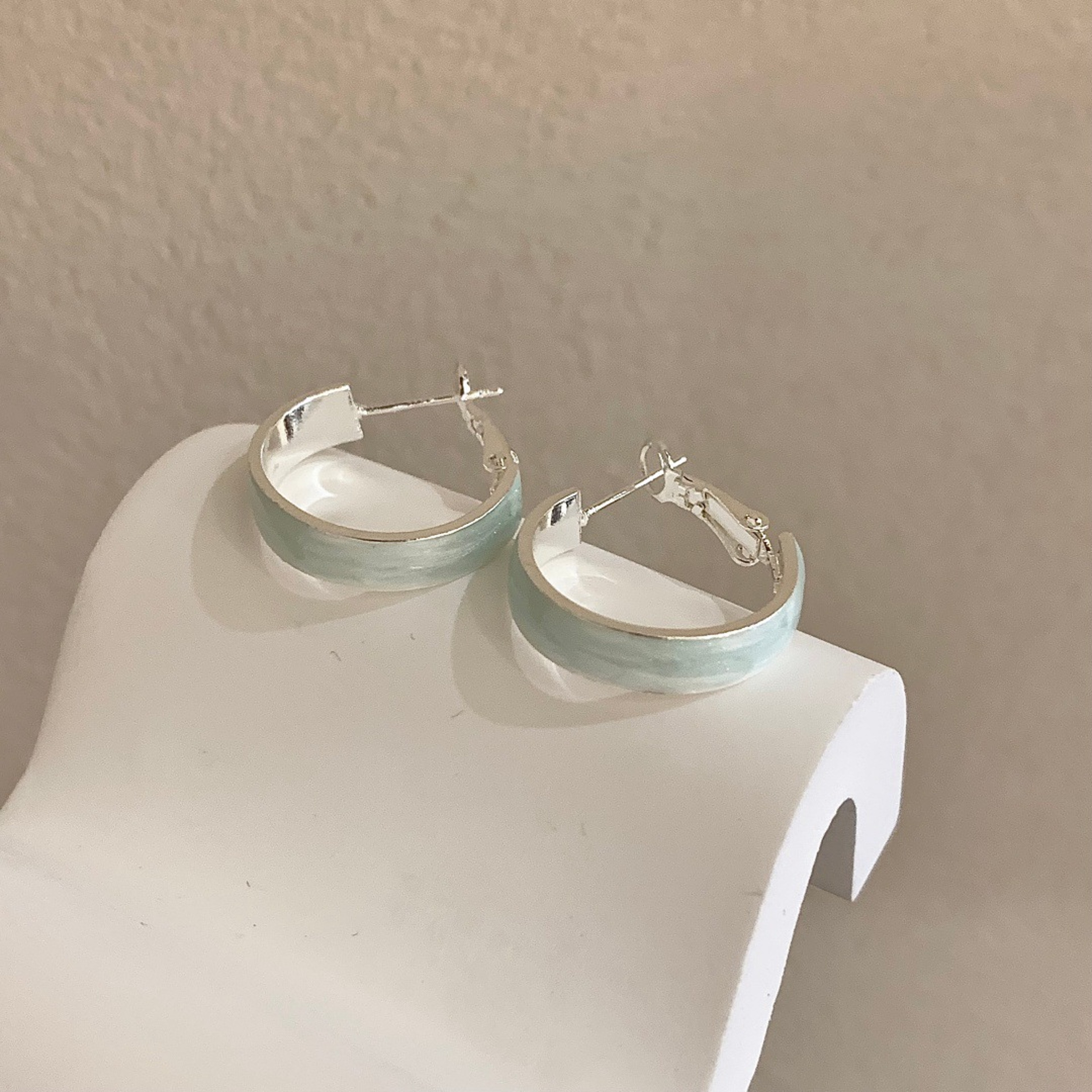 Summer Macaron Silver Plated Hoop Earrings Colorful C Hoop Earrings for Women – view 8