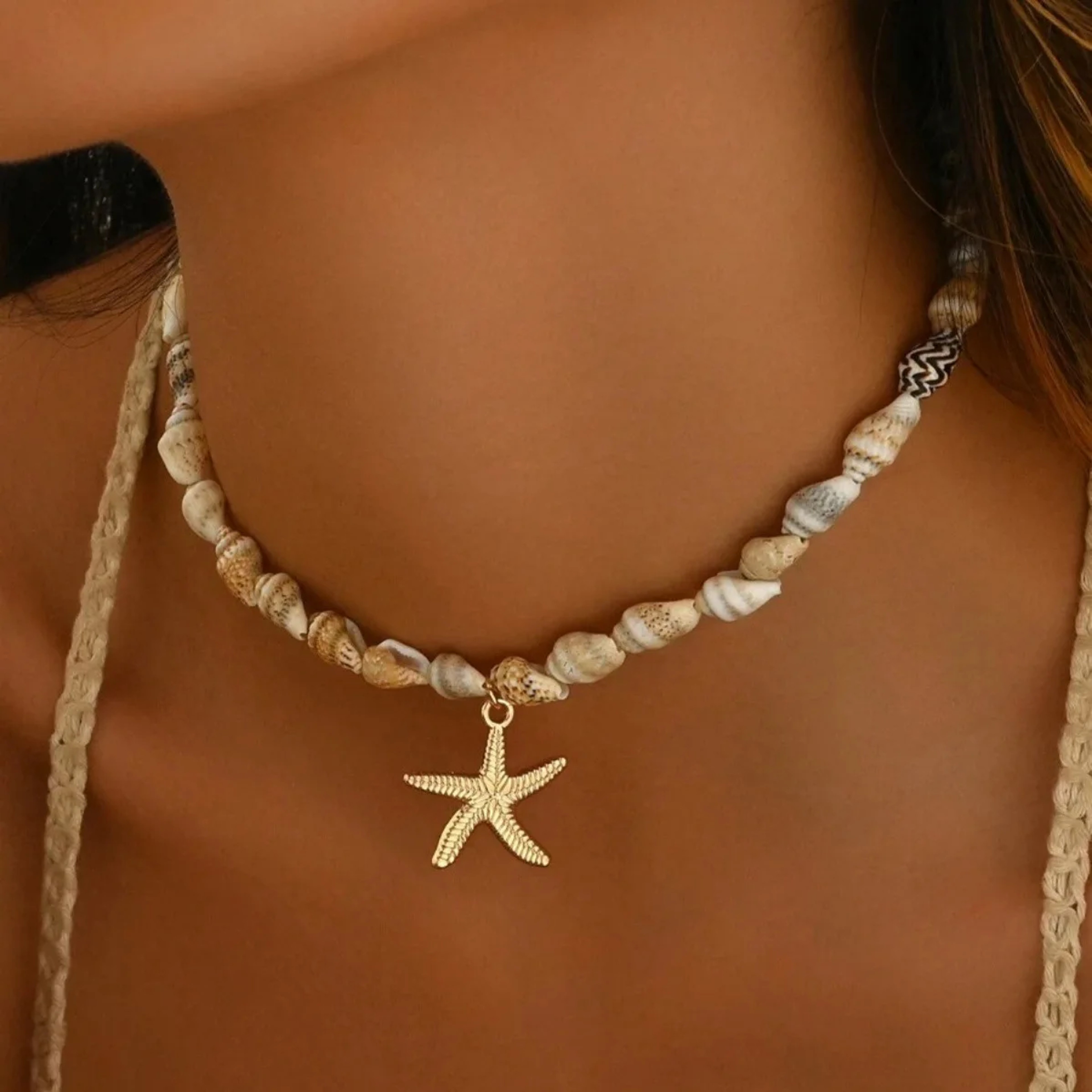 Bohemian Shell Necklace With Starfish Pendant Beach Choker Seashell Jewelry For Summer Vacations 0