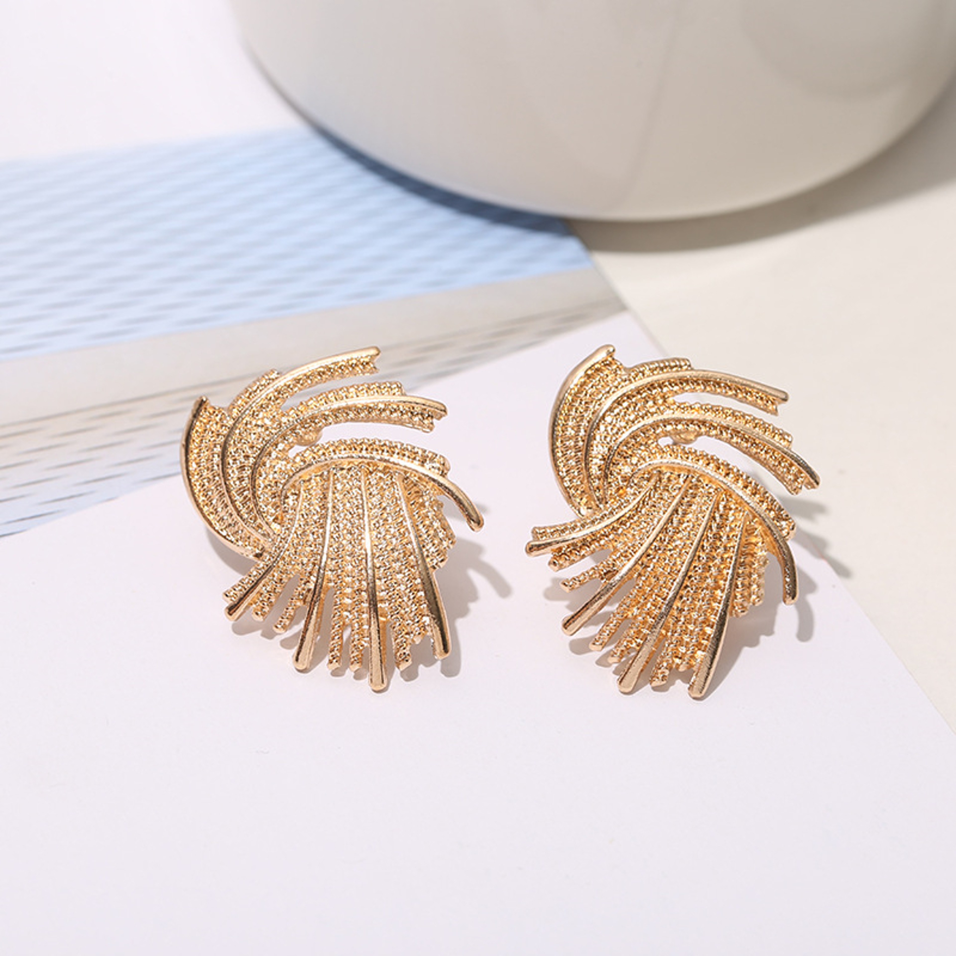 Golden Wing Statement Earrings Irregular Gold Stud Earrings for Women – view 1