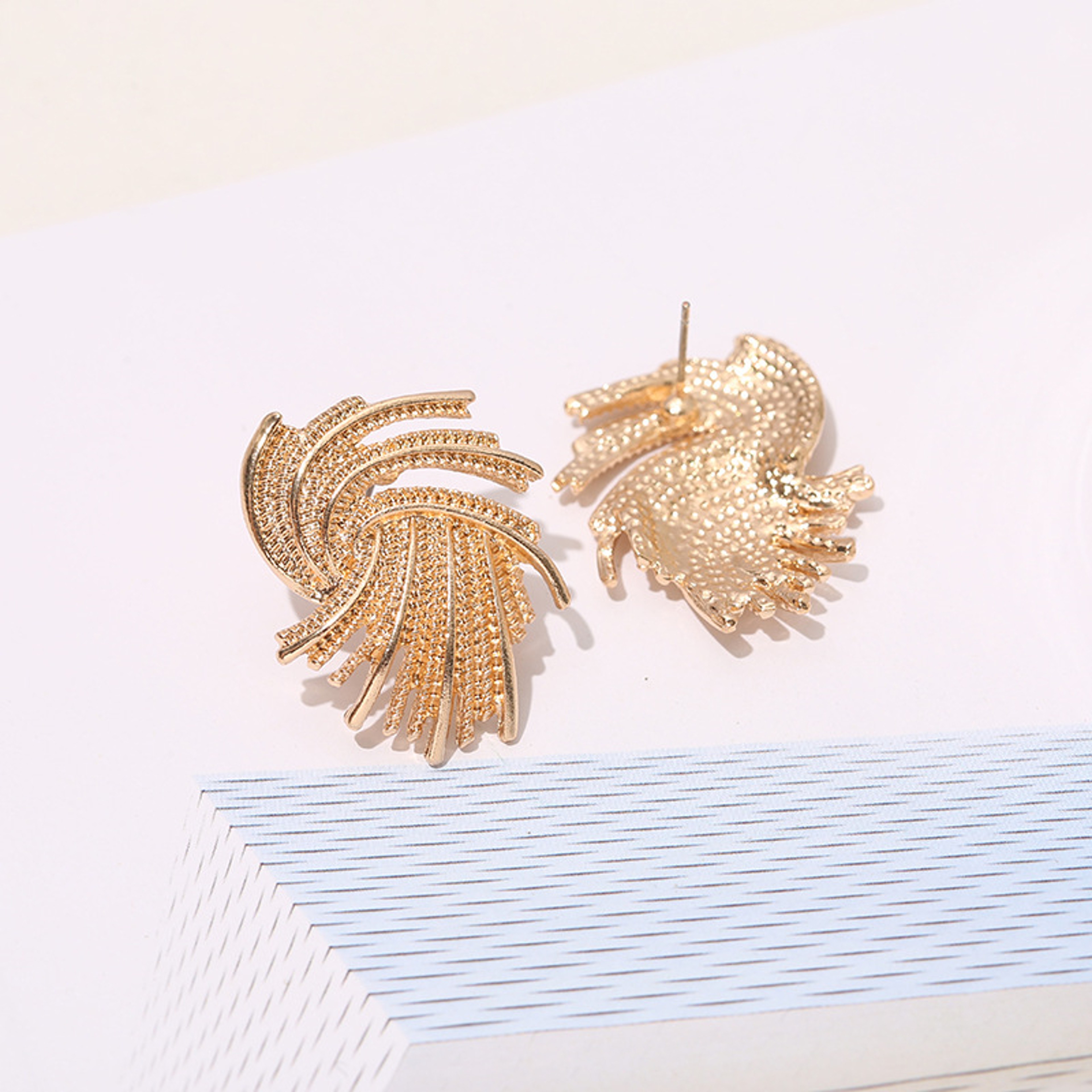 Golden Wing Statement Earrings Irregular Gold Stud Earrings for Women – view 4