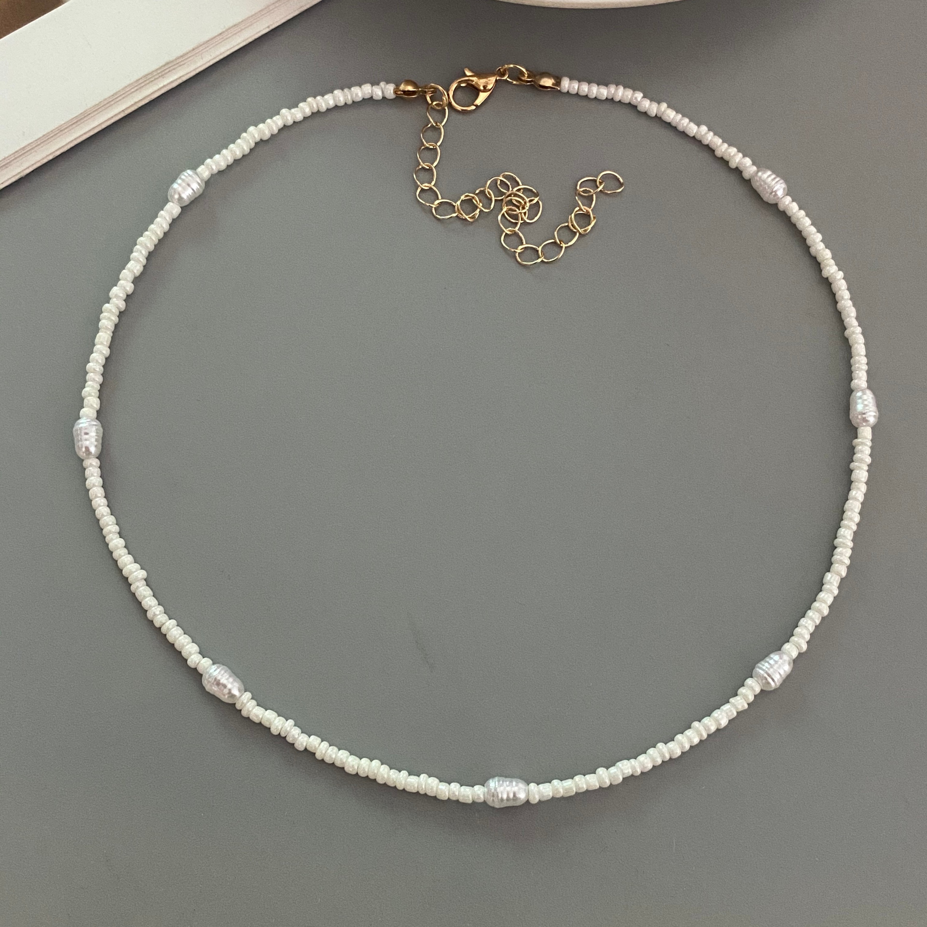 Colorful Beaded Choker Necklace With Irregular Pearl Accents For Women 2