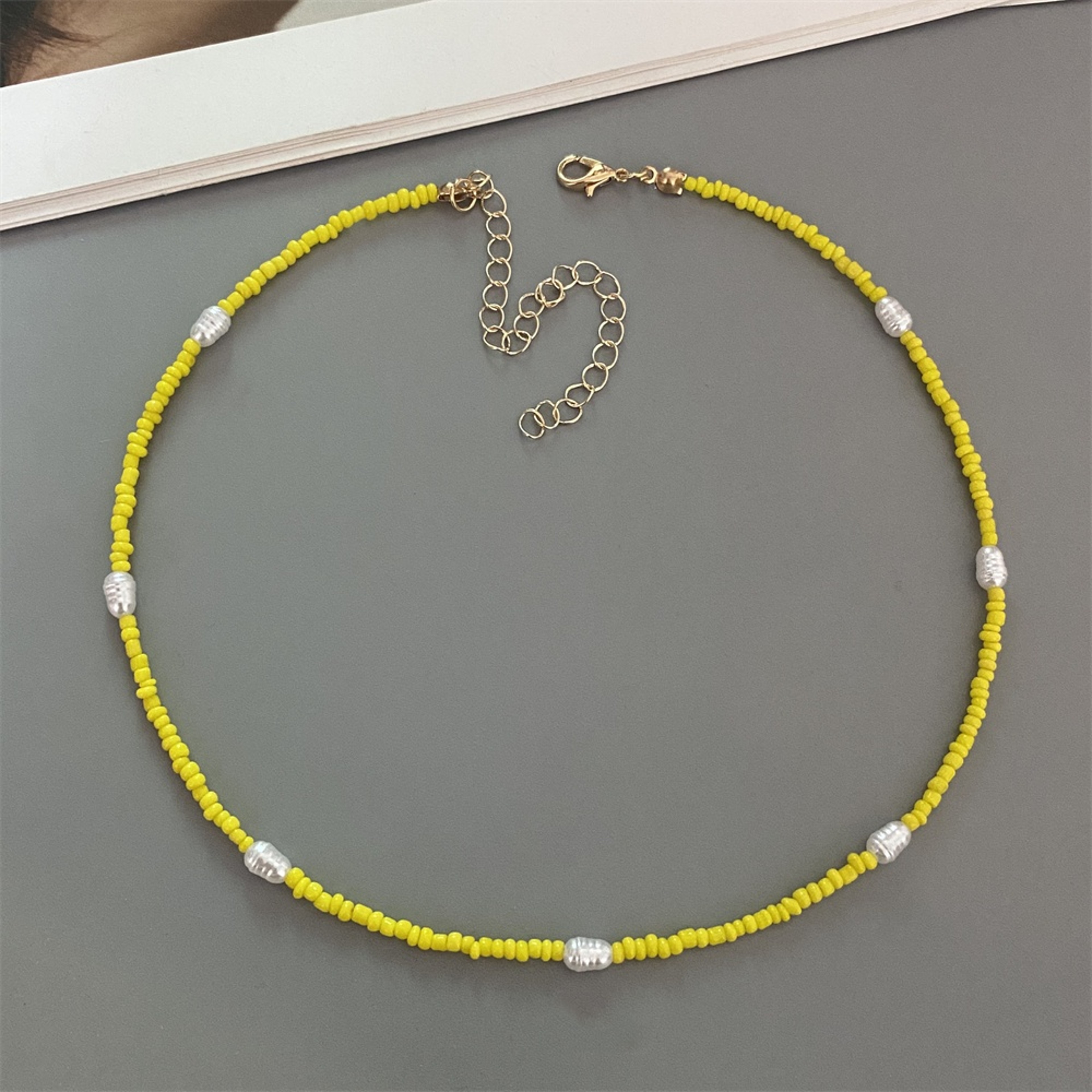Colorful Beaded Choker Necklace With Irregular Pearl Accents For Women 13