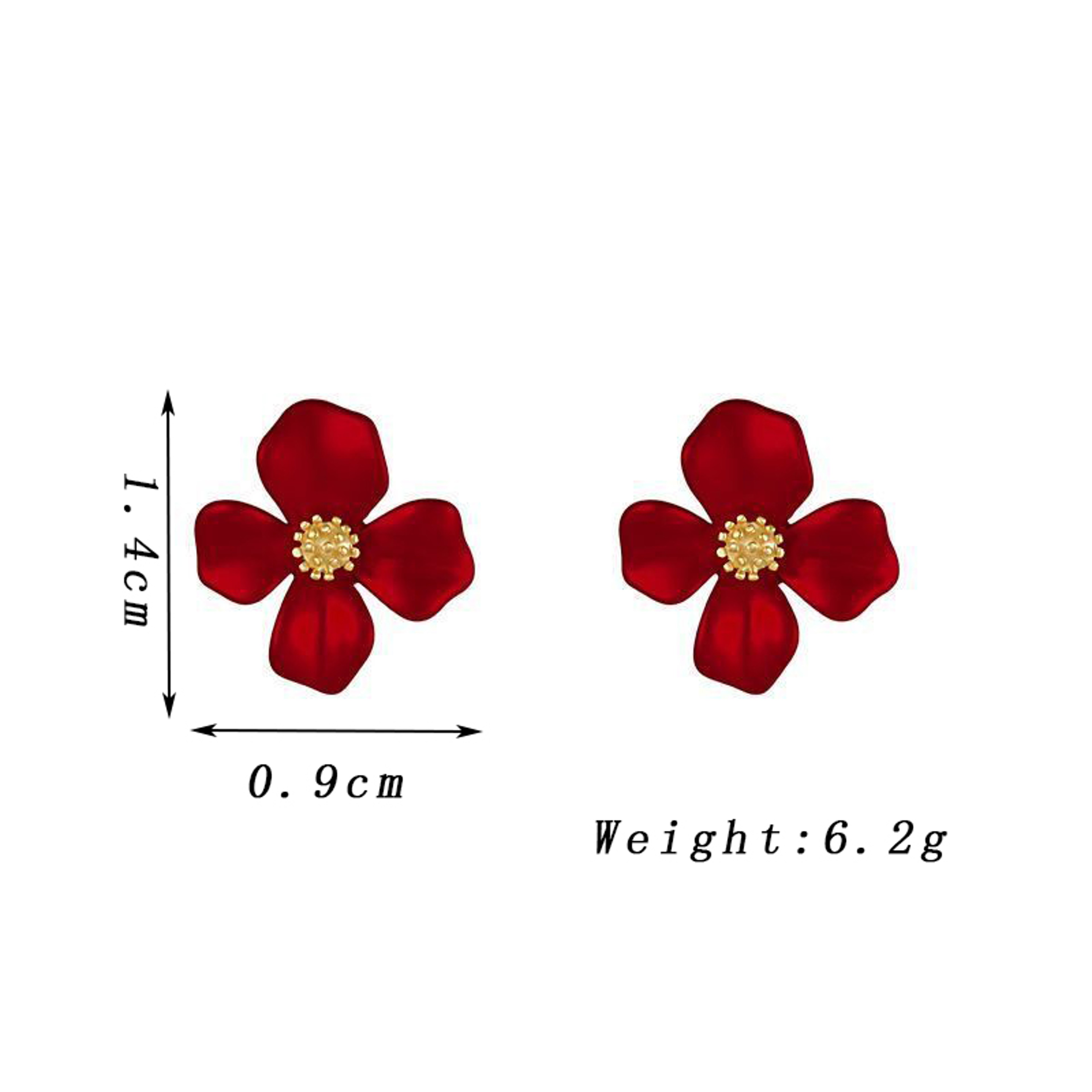 Elegant Flower Stud Earrings Red Floral Petal Earrings for Weddings, Parties & Everyday Style – view 6