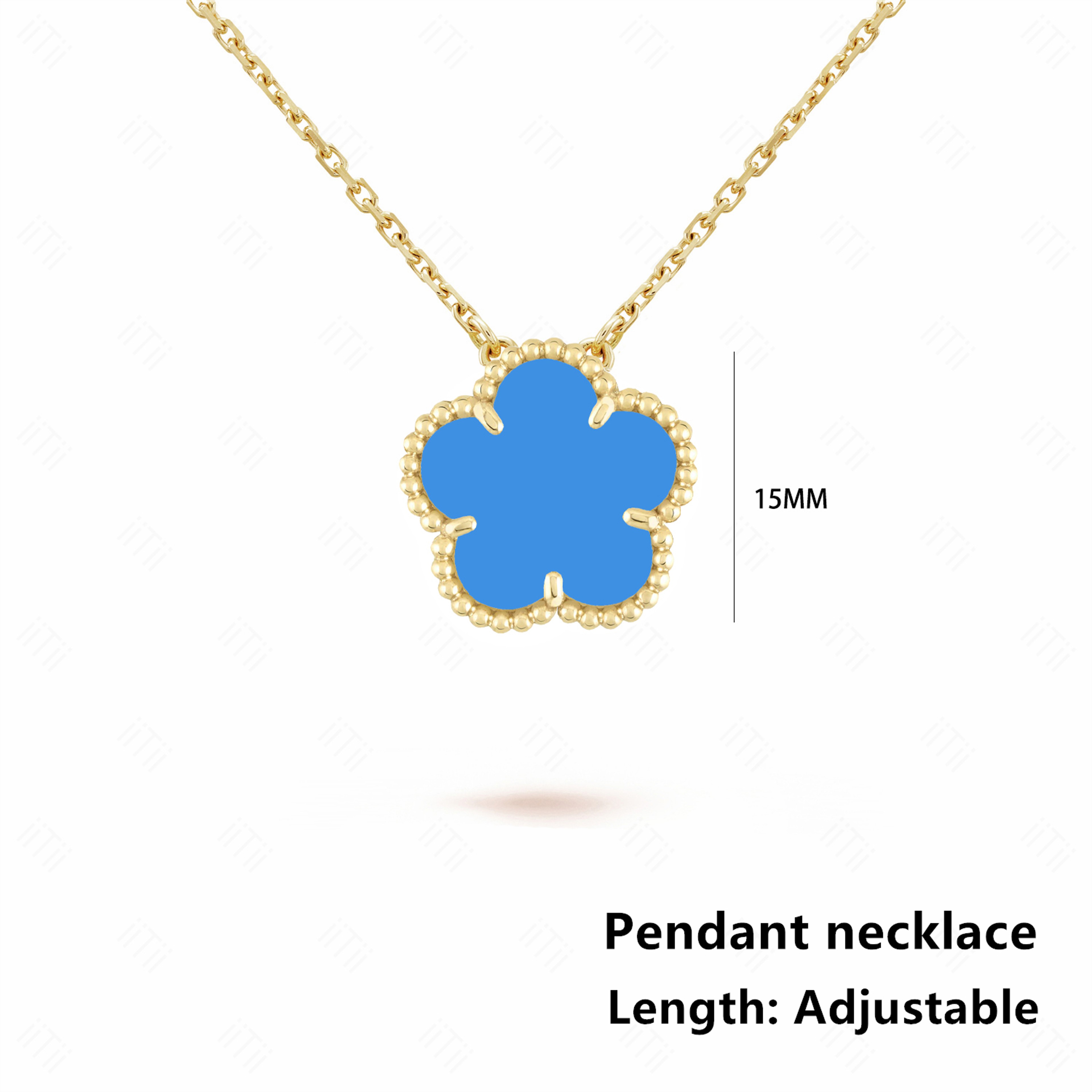Lucky Clover Necklace With Natural Stone Five Leaf Flower Pendant For Women 1