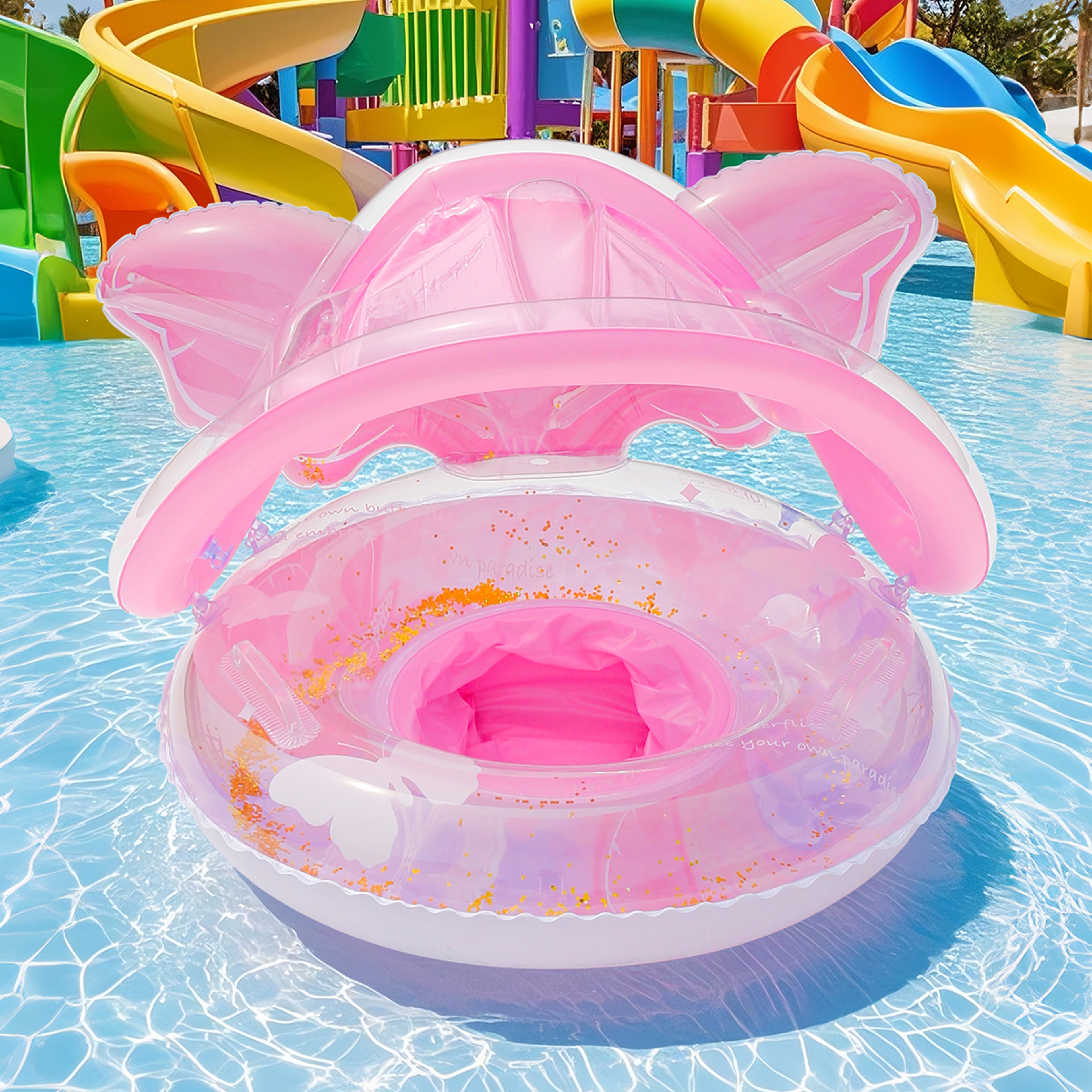 SunShade Canopy Pool Float Inflatable Swim Tube Pool Float Ring for Summer Relaxation – view 1