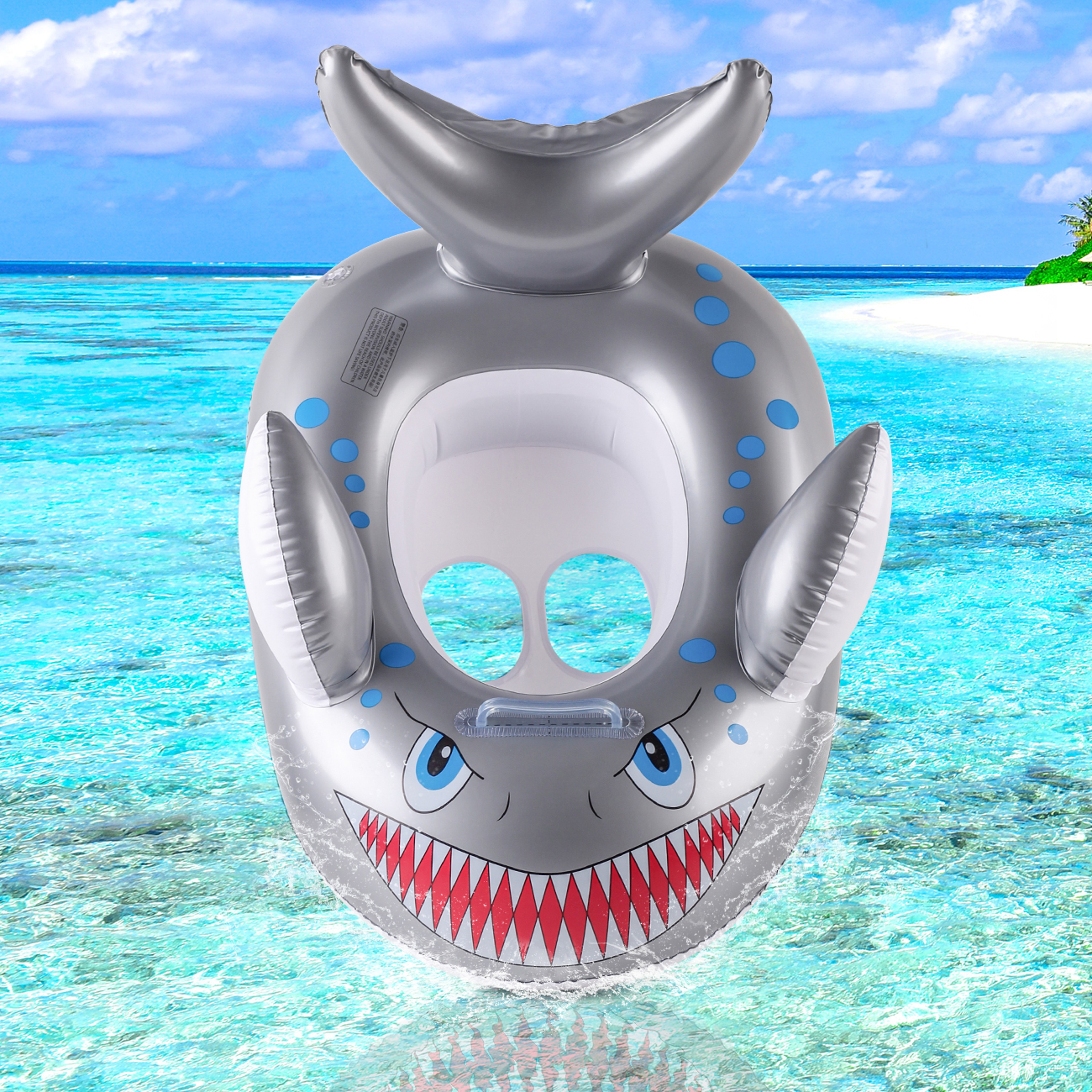 Grey Shark Swim Ring Inflatable Pool Float for Kids Summer Beach & Pool Fun – view 1