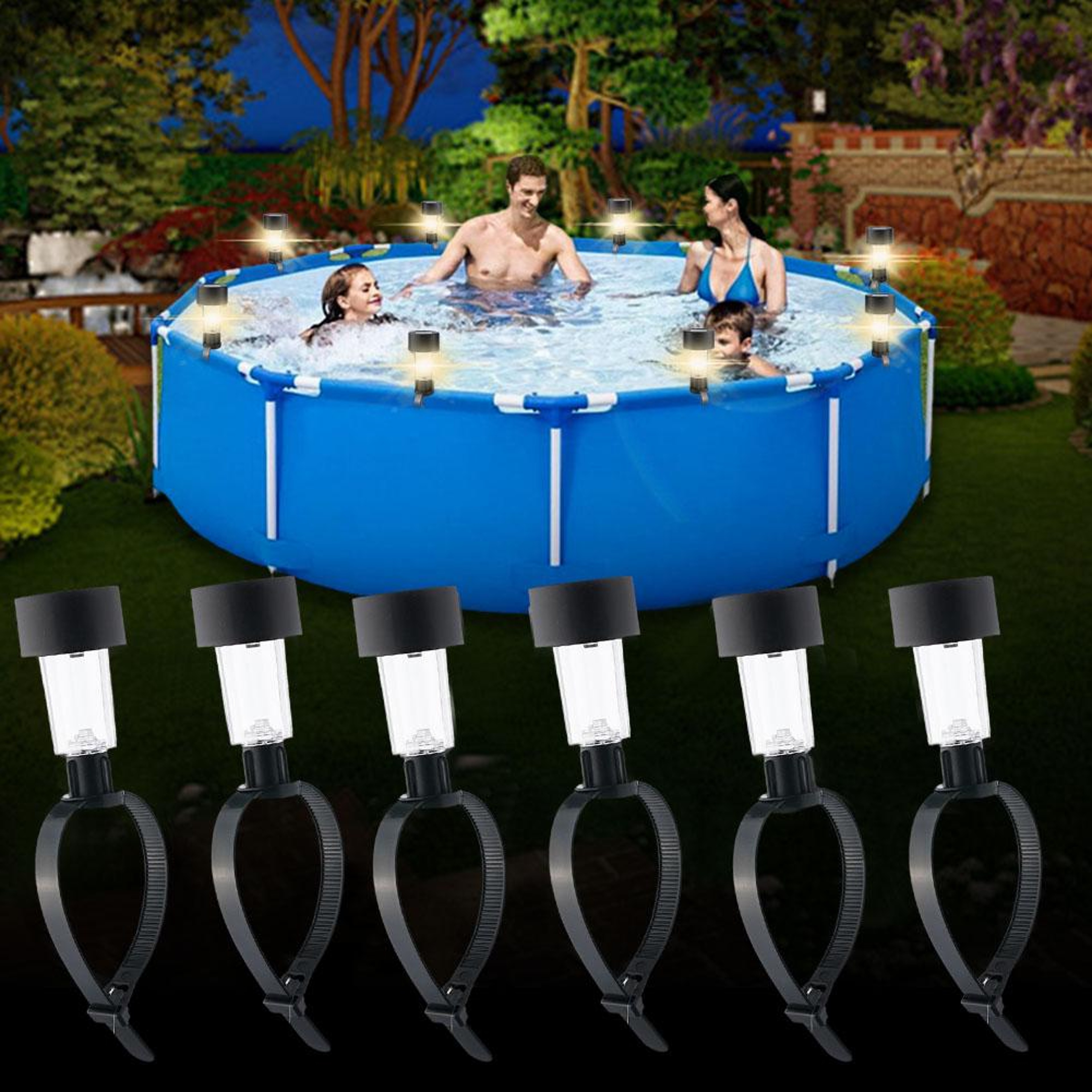 Solar LED Pool Lights Waterproof Outdoor Garden  Fence Lights For Poolside Decor 0