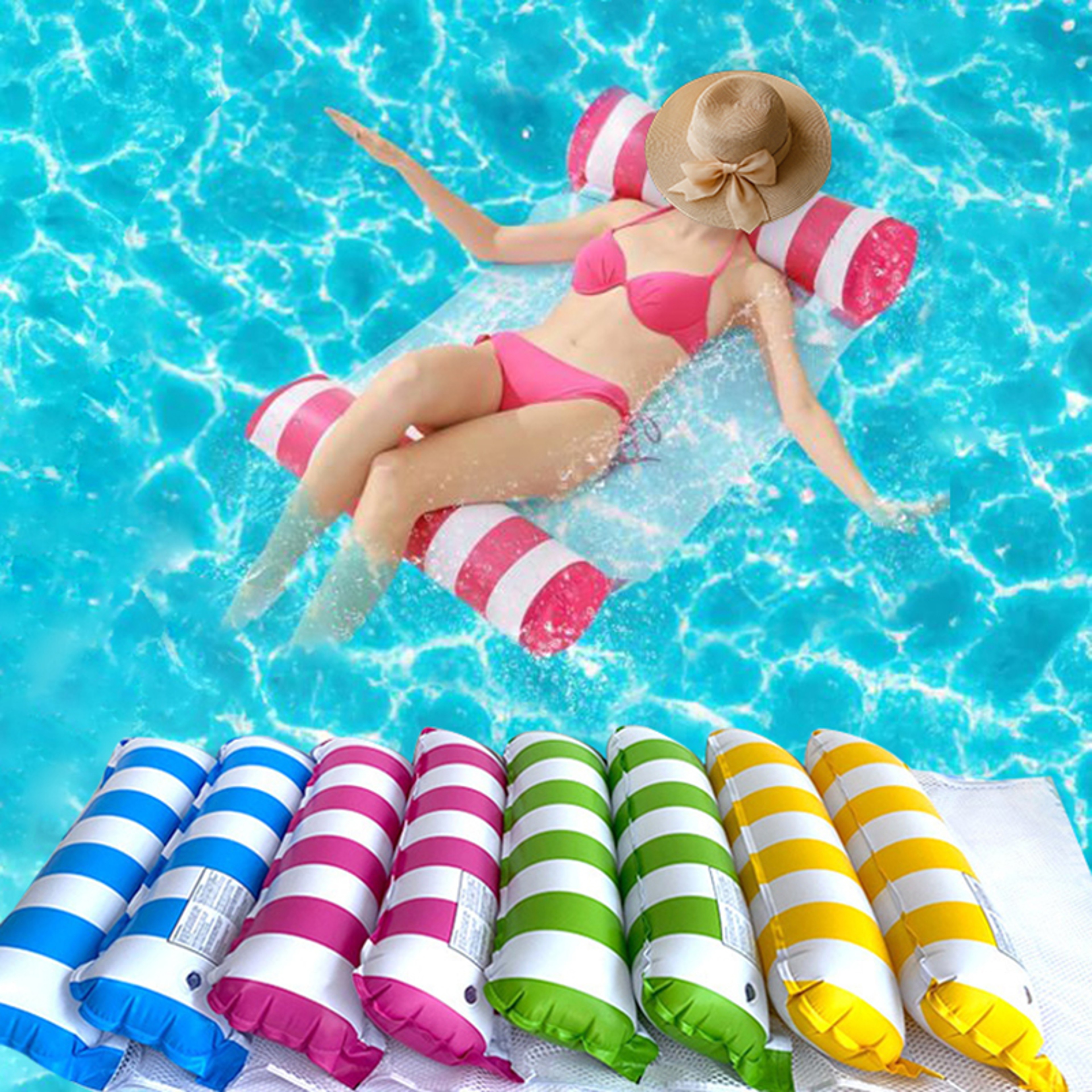 Premium Water Hammock Inflatable Pool Float Foldable Floating Pool Lounge For Relaxing  Summer Fun 0