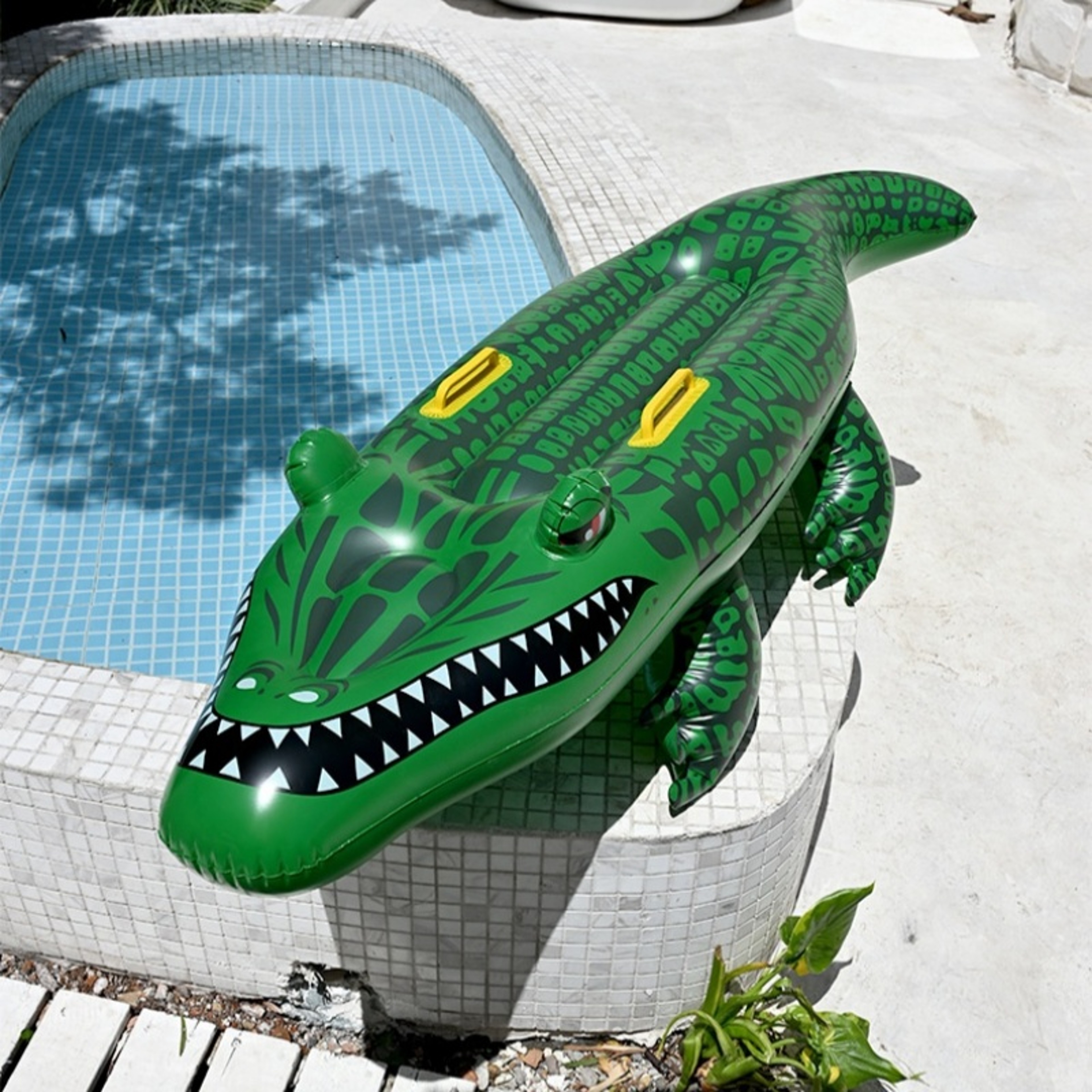 Adventure Crocodile Pool Float Inflatable Ride On with Handles for Kids & Summer Pool Fun – view 2